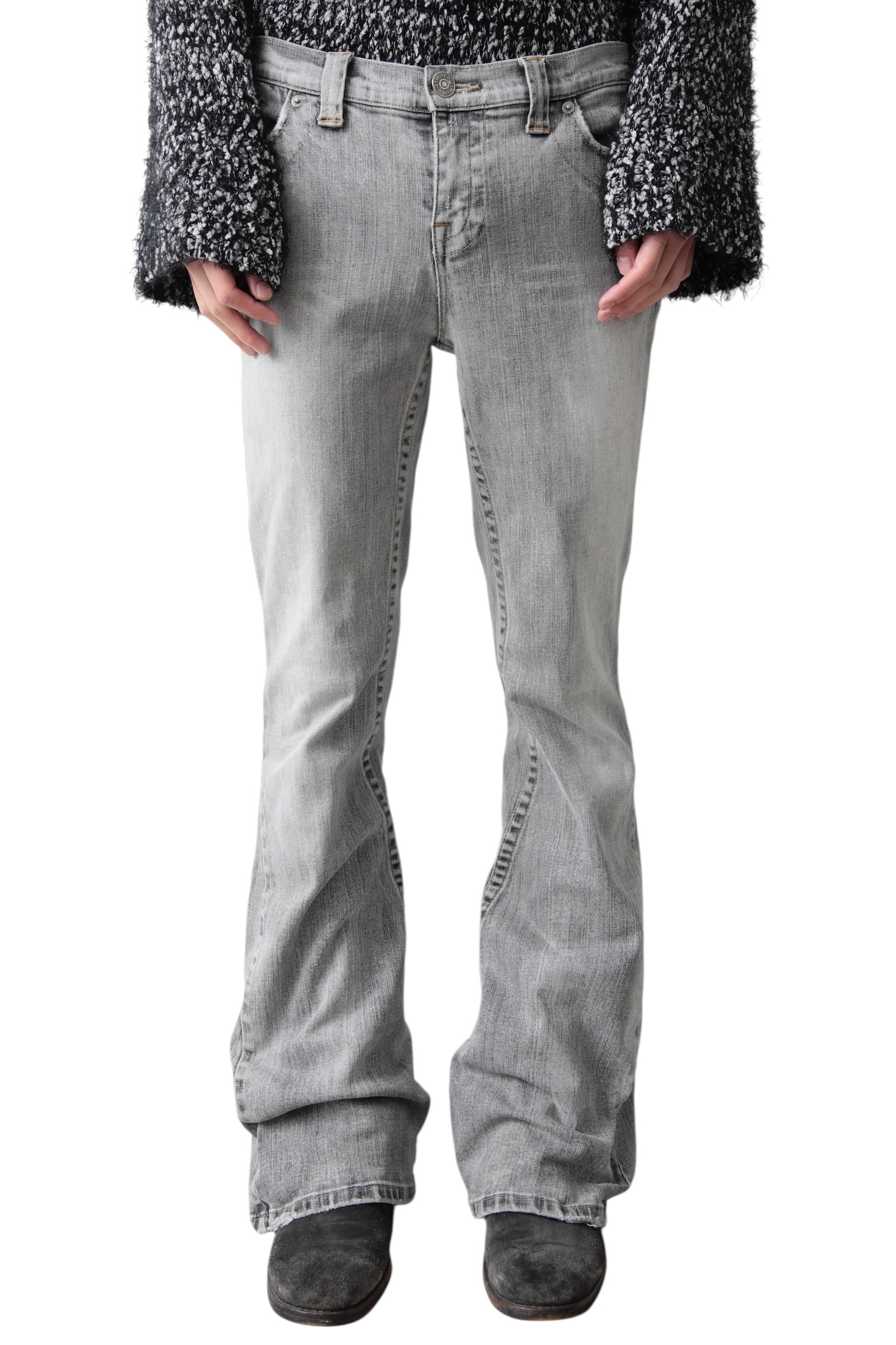 FADED GRAY FLARE DENIM PANTS