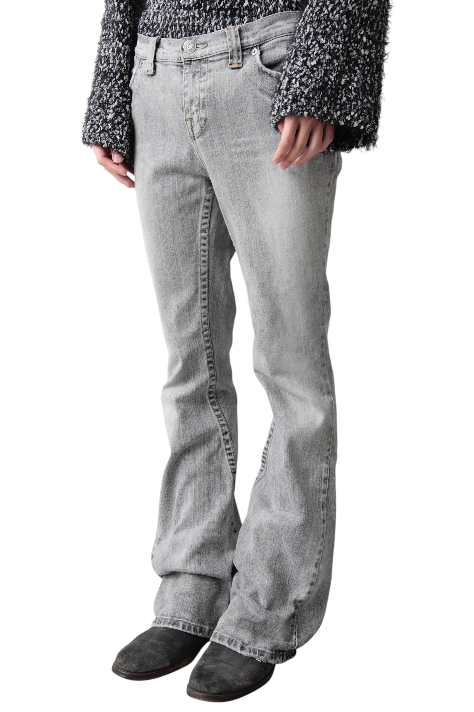 FADED GRAY FLARE DENIM PANTS