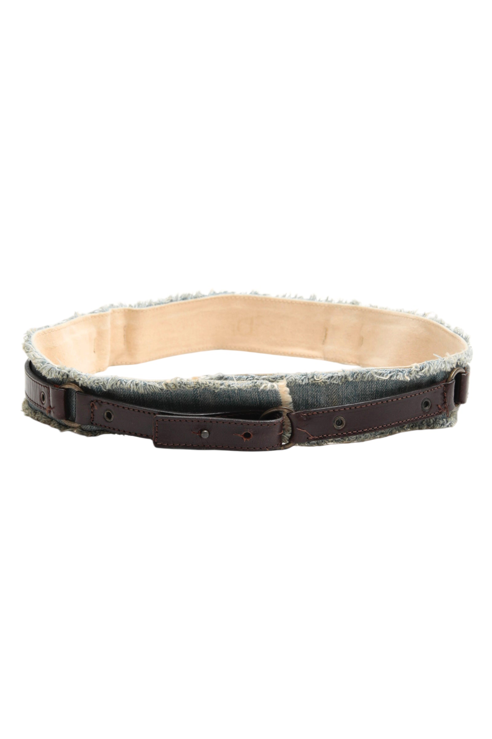 DOLCE&amp;GABBANA DENIM DOCKING LEATHER BELT
