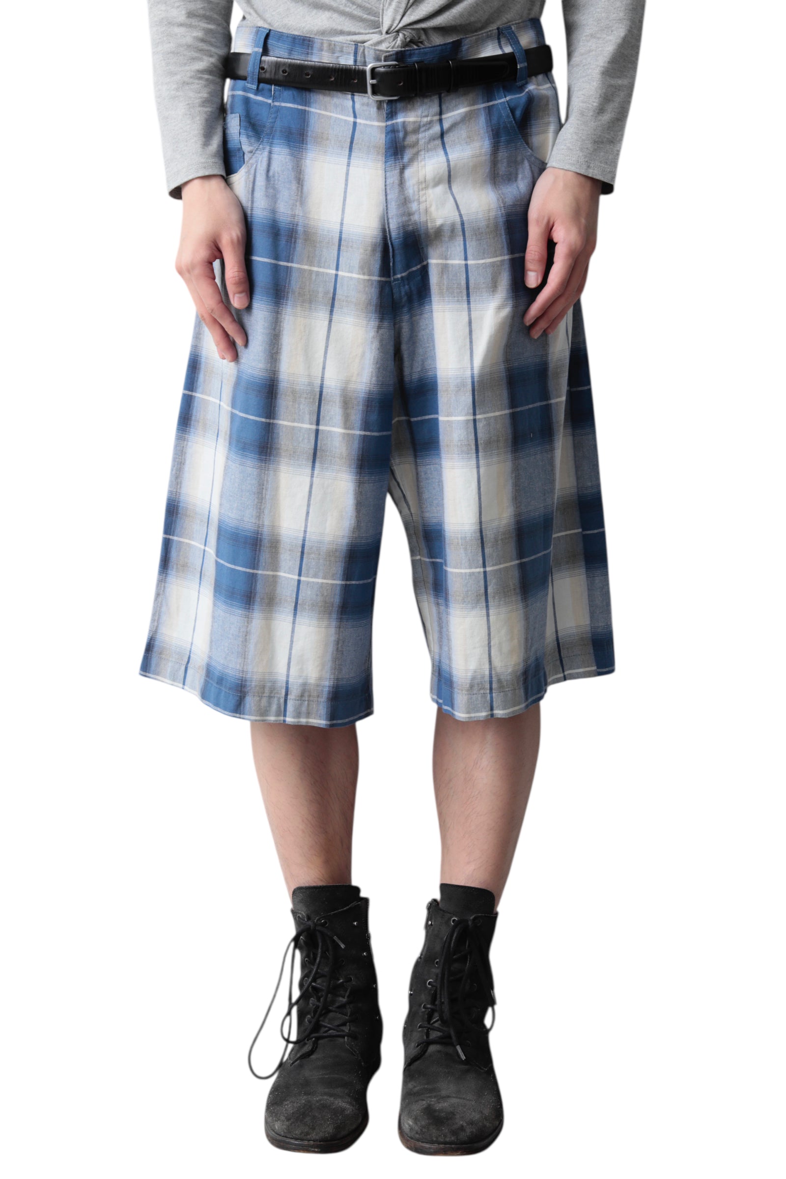OMBRE CHECK WIDE SHORT PANTS