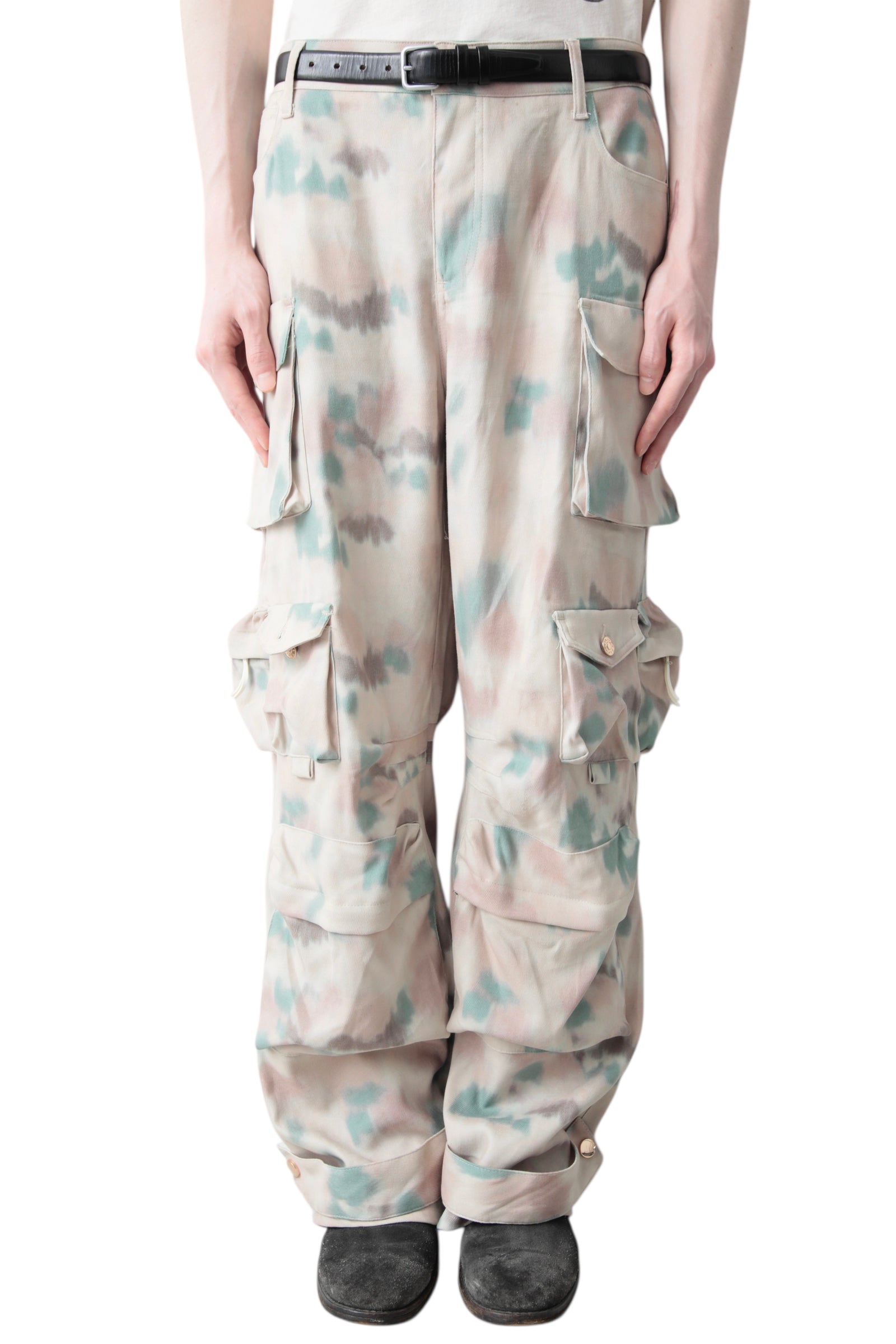 MARBLE PATERN BAGGY CARGO PANTS