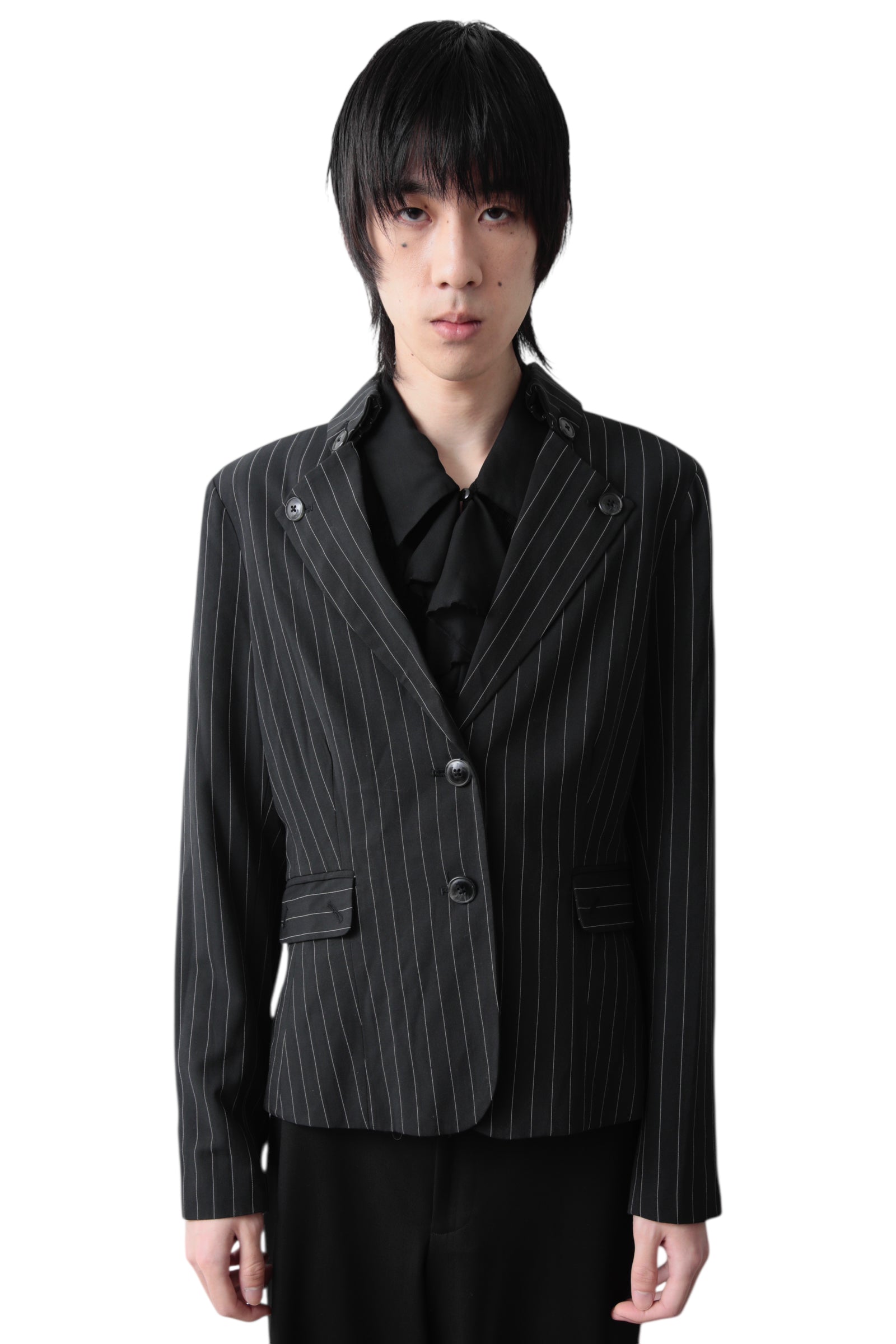 BUTTON DOWN STRIPPED TAILORED JACKET