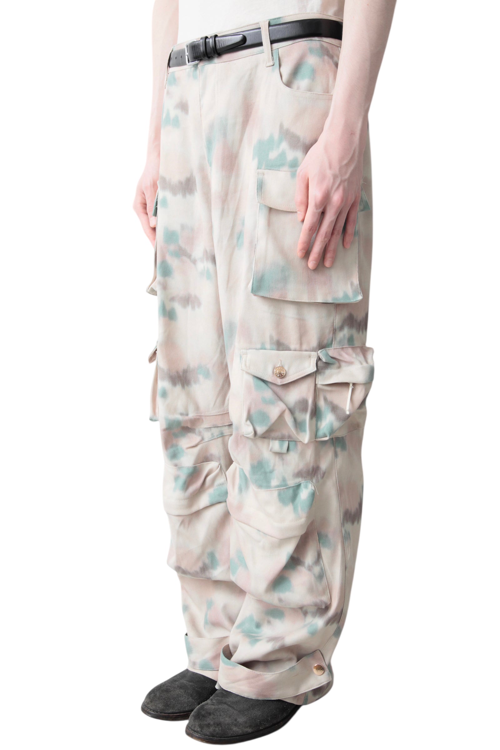 MARBLE PATERN BAGGY CARGO PANTS