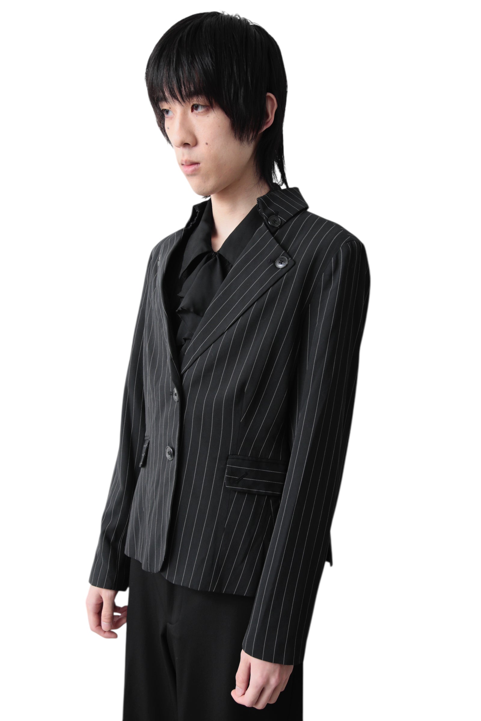 BUTTON DOWN STRIPPED TAILORED JACKET