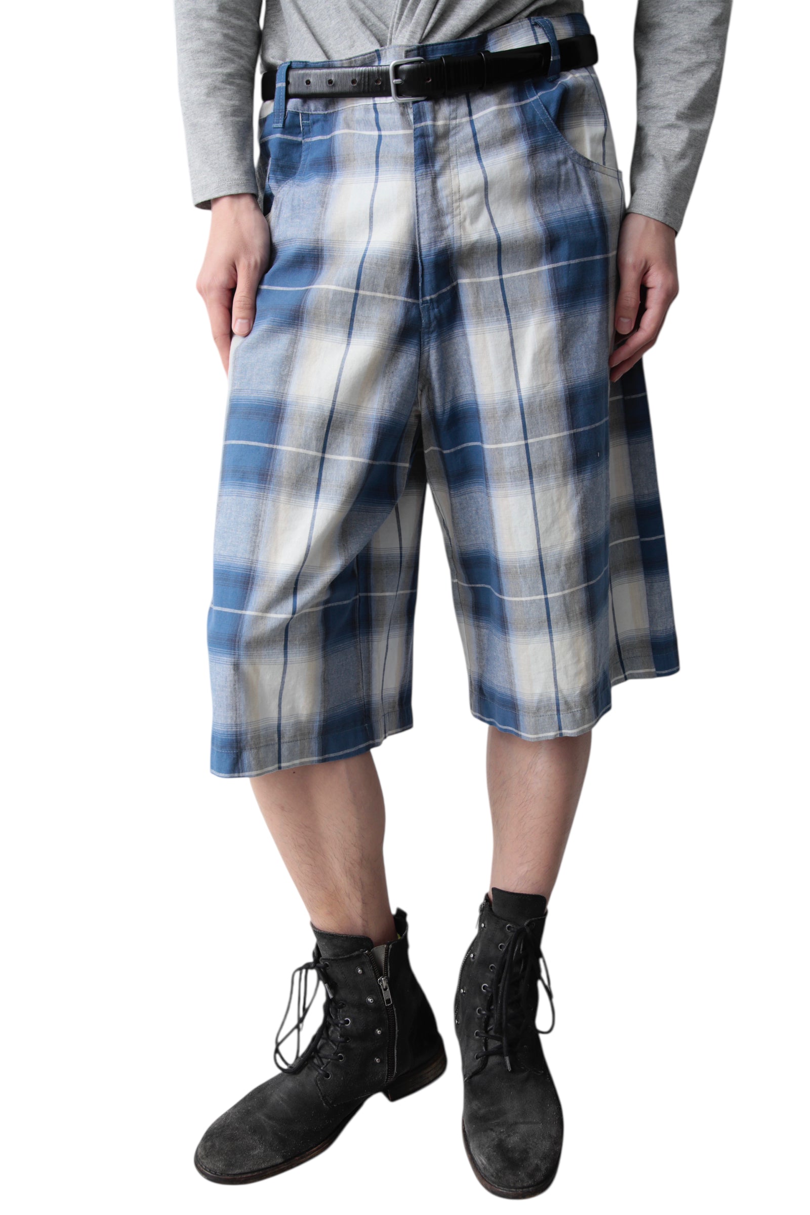 OMBRE CHECK WIDE SHORT PANTS