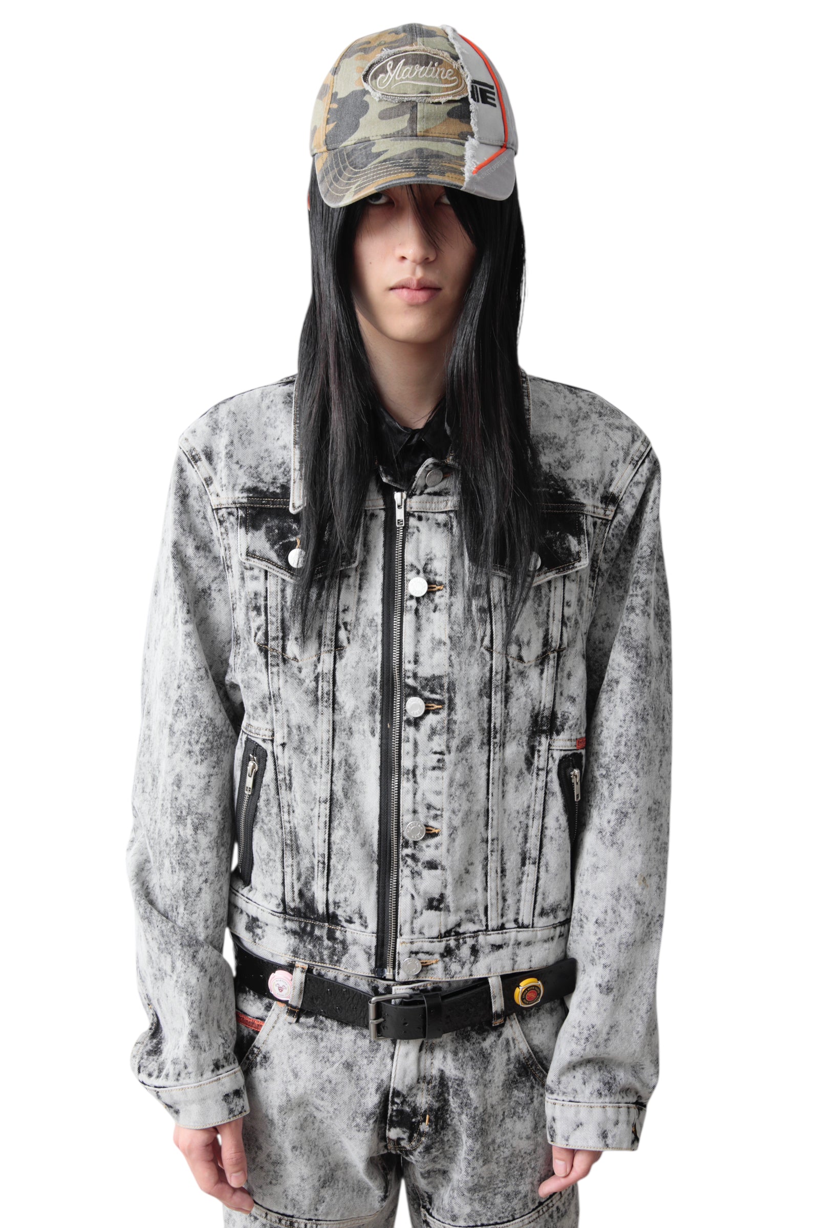 MARTINE ROSE ZIP FRONT DENIM JACKET