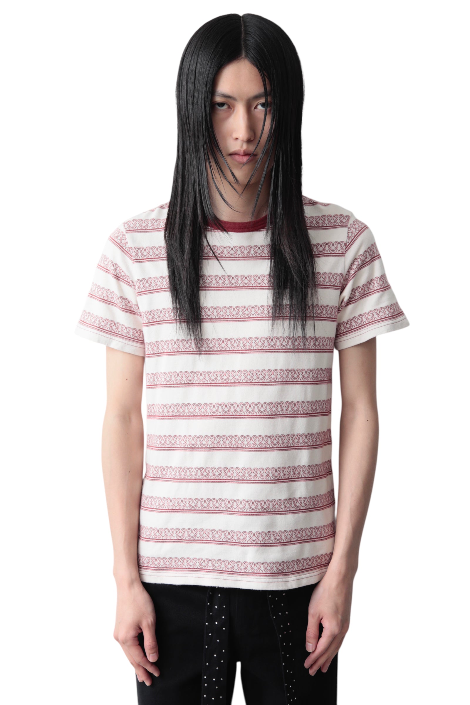 Lower NUMBER (N)INE ETHNIC HEART BORDER T-SHIRT