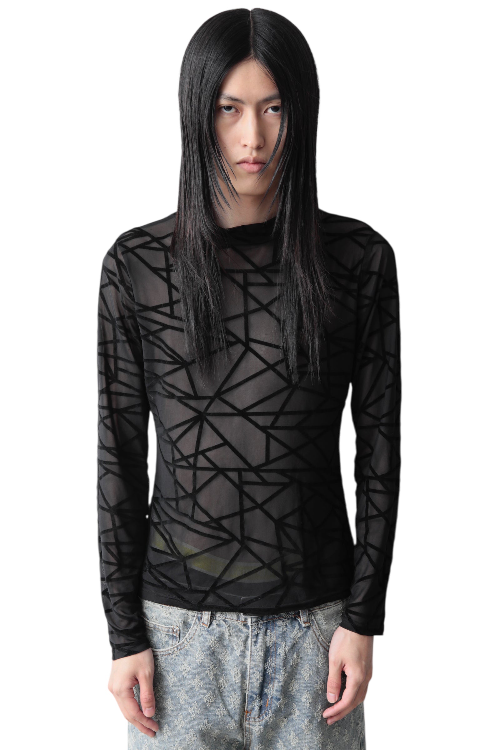 SEE THROUGH GEOMETRY LONG SLEEVE T-SHIRT