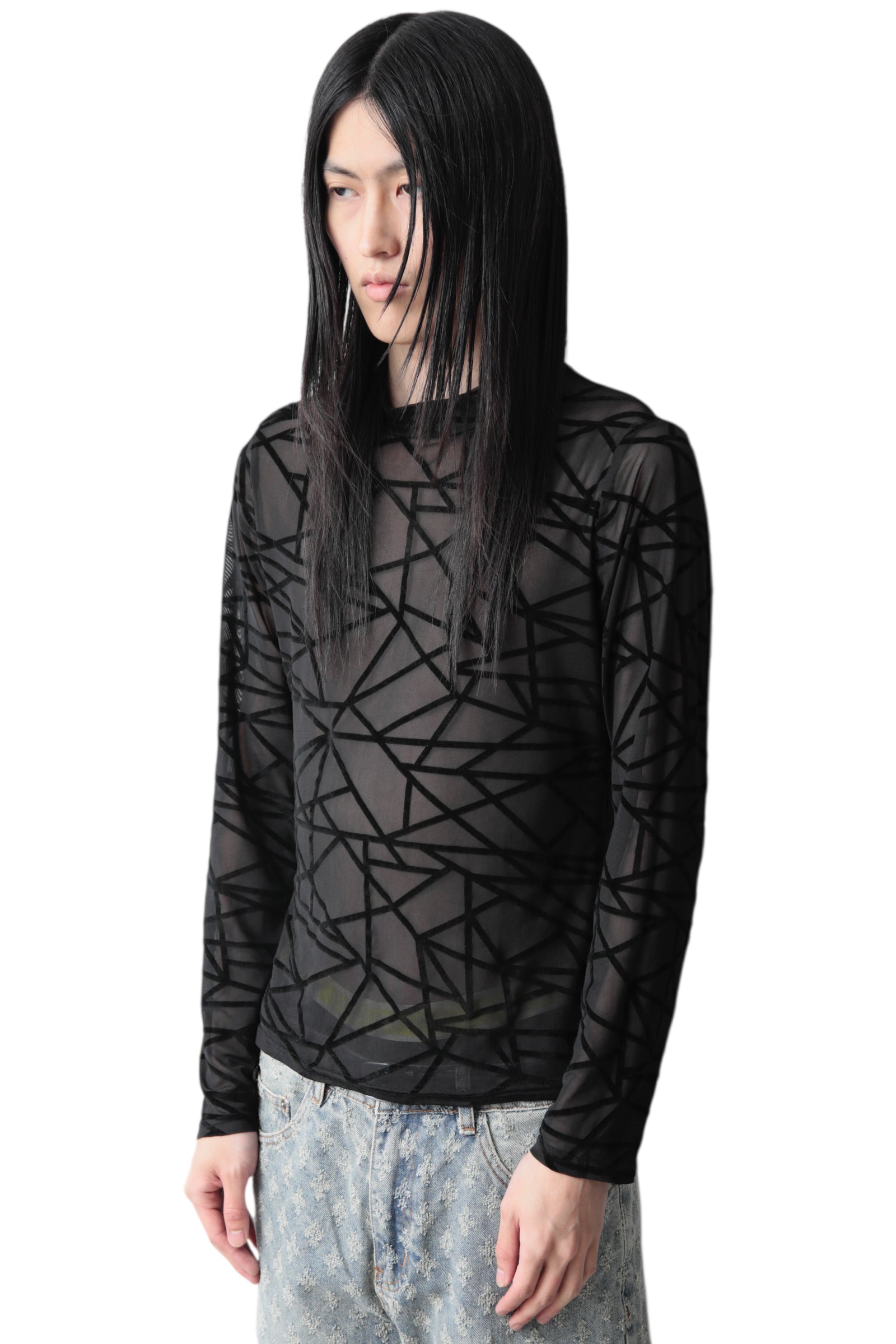 SEE THROUGH GEOMETRY LONG SLEEVE T-SHIRT