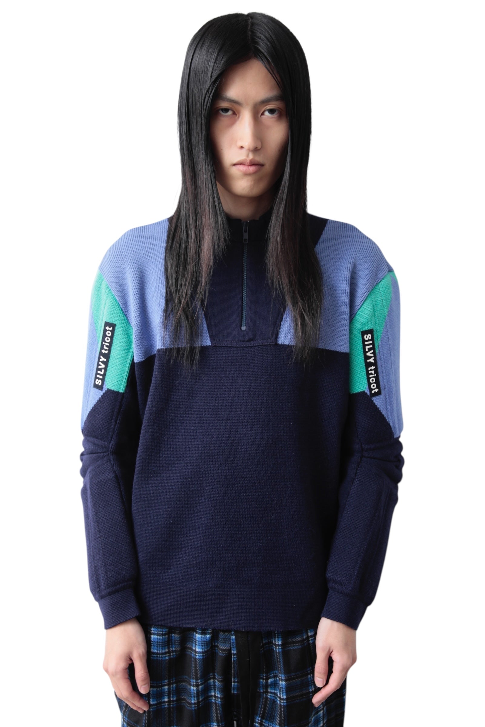 BI COLOR MOTORCYCLE KNIT JACKET