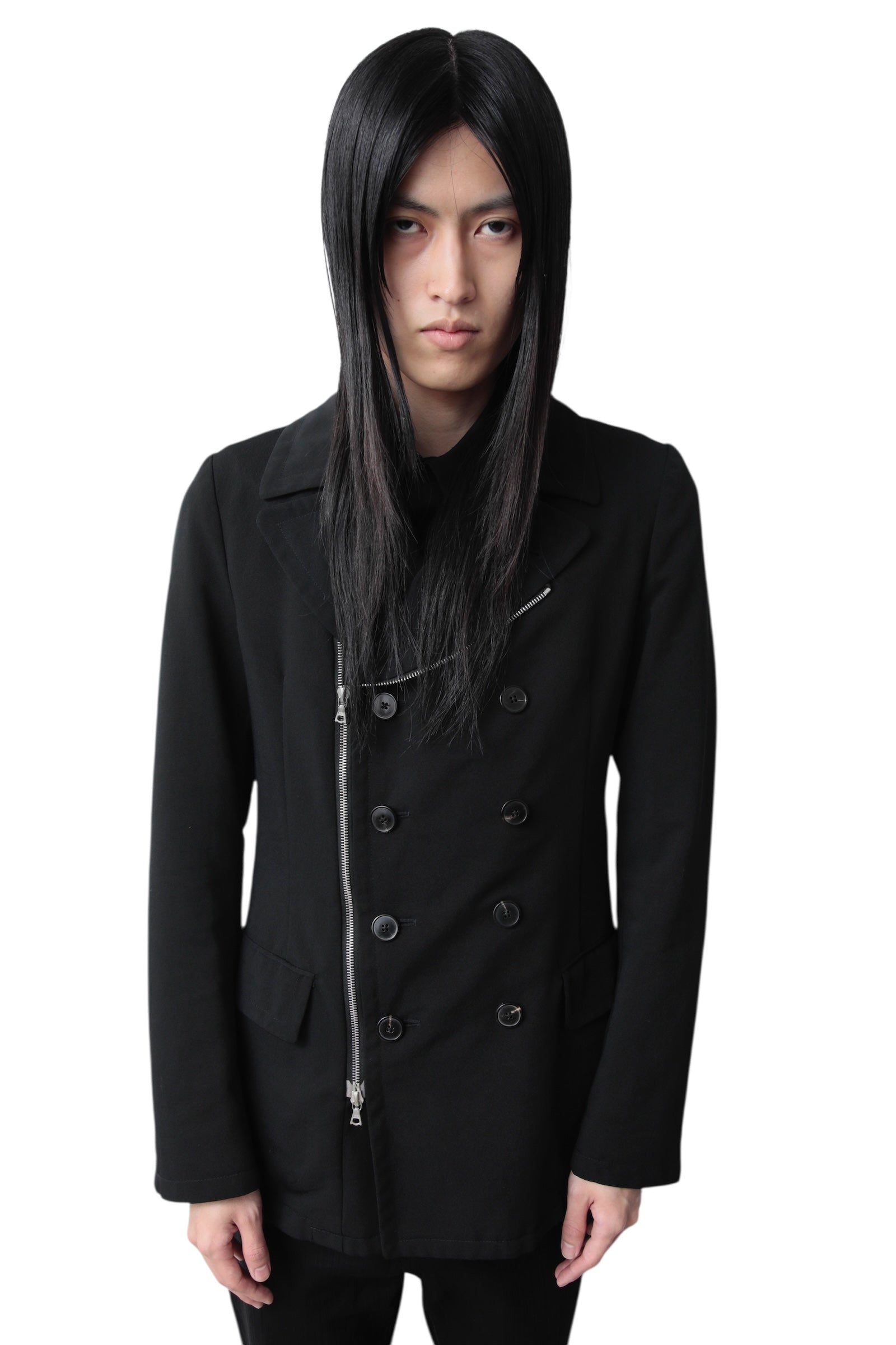 DRIES VAN NOTEN FRONT ZIP DOUBLE PEA COAT