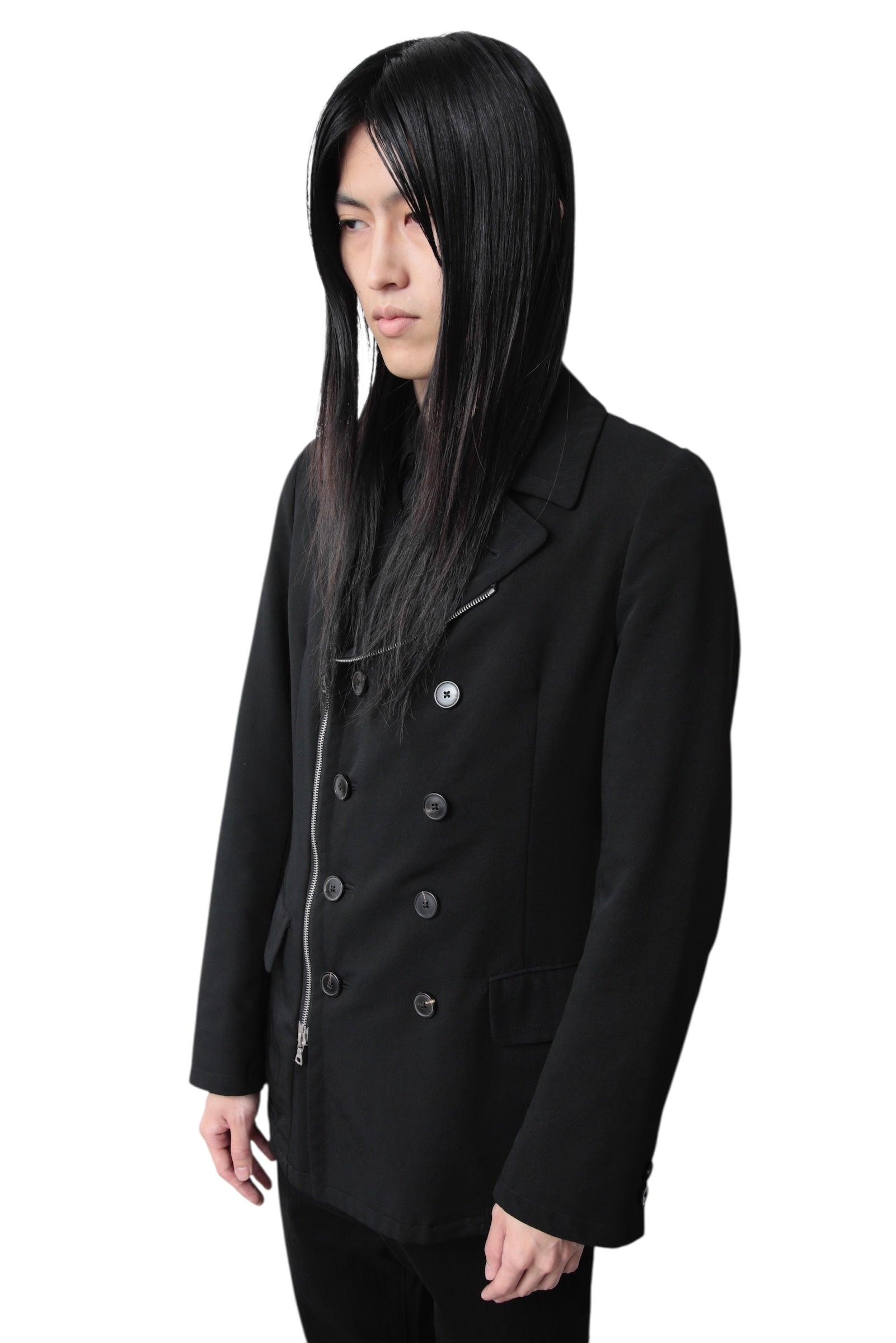 DRIES VAN NOTEN FRONT ZIP DOUBLE PEA COAT