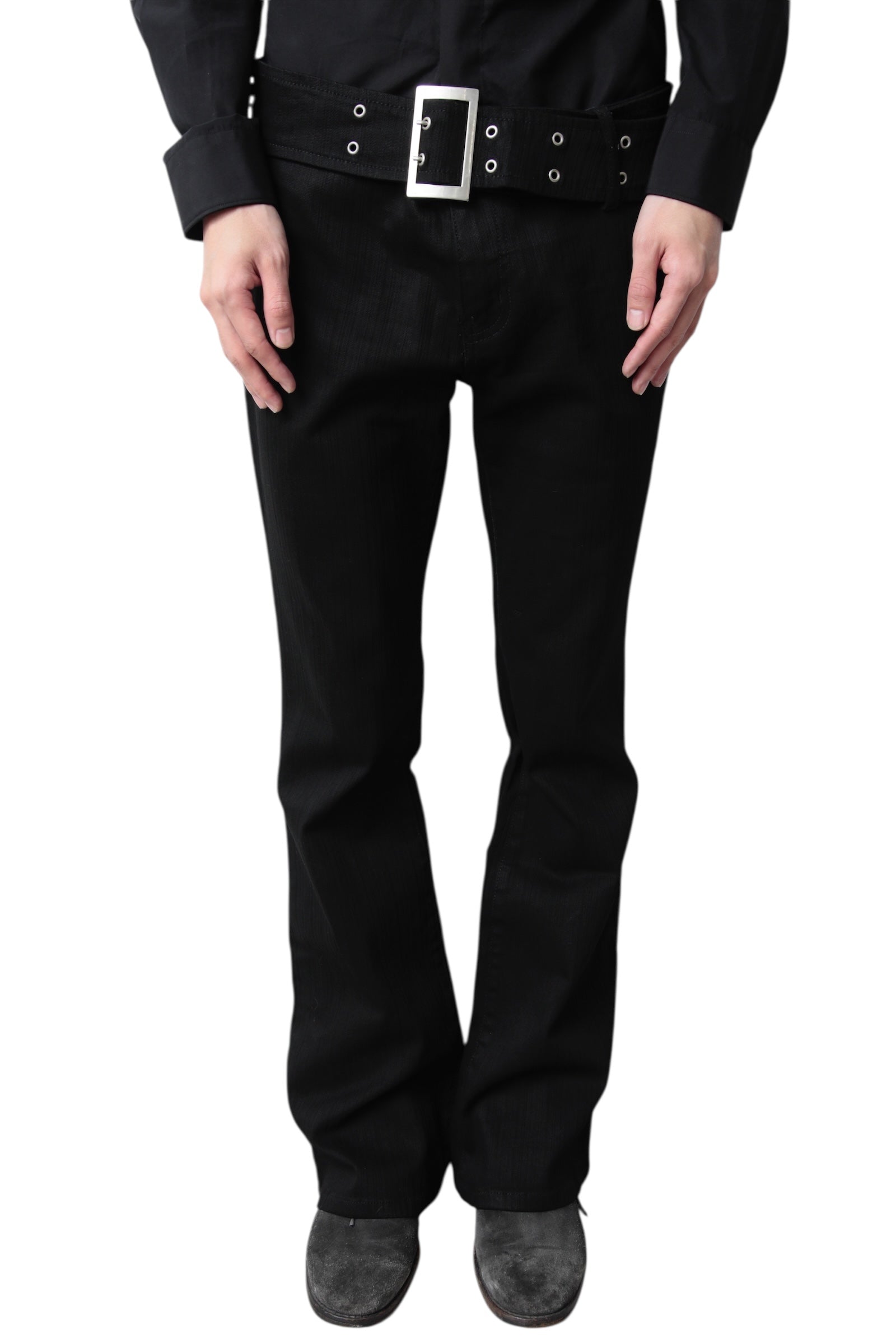 Belted Cotton Twill Trousers