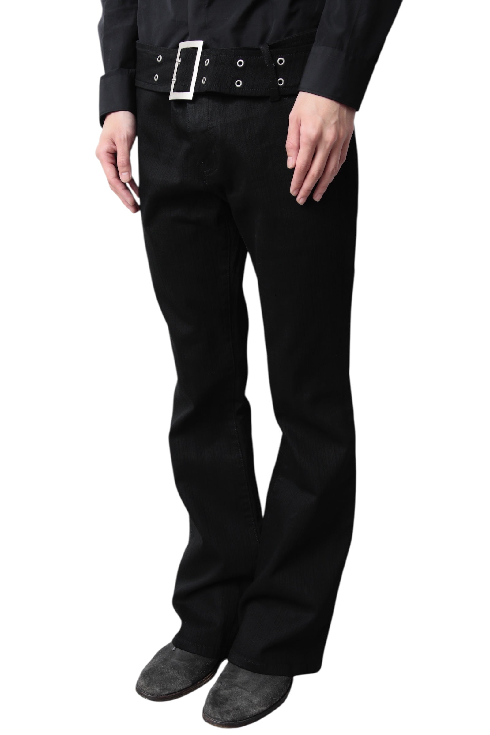 Belted Cotton Twill Trousers