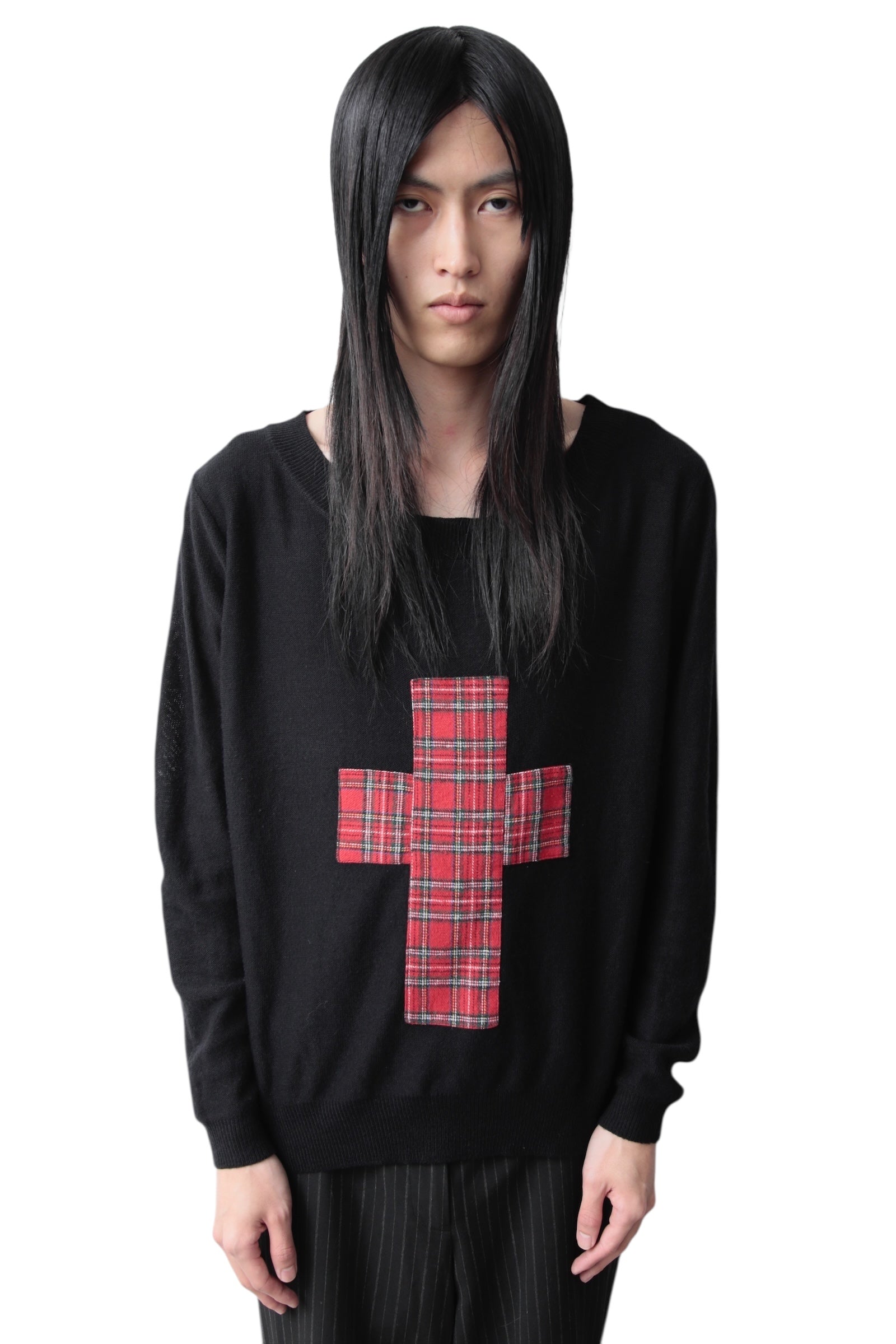 TARTAN CHECK CROSS SWEATER