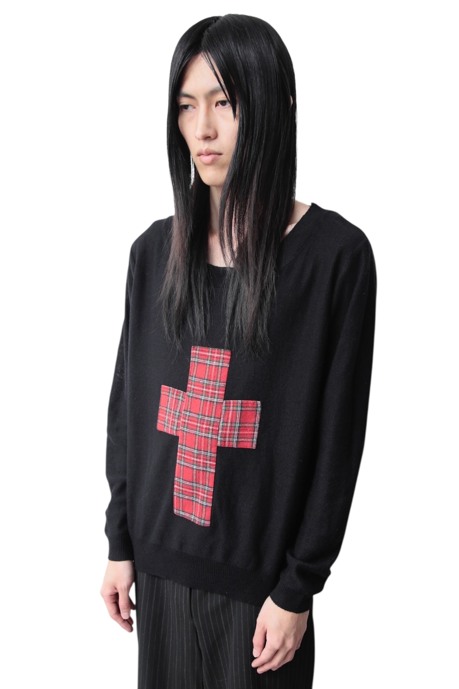 TARTAN CHECK CROSS SWEATER