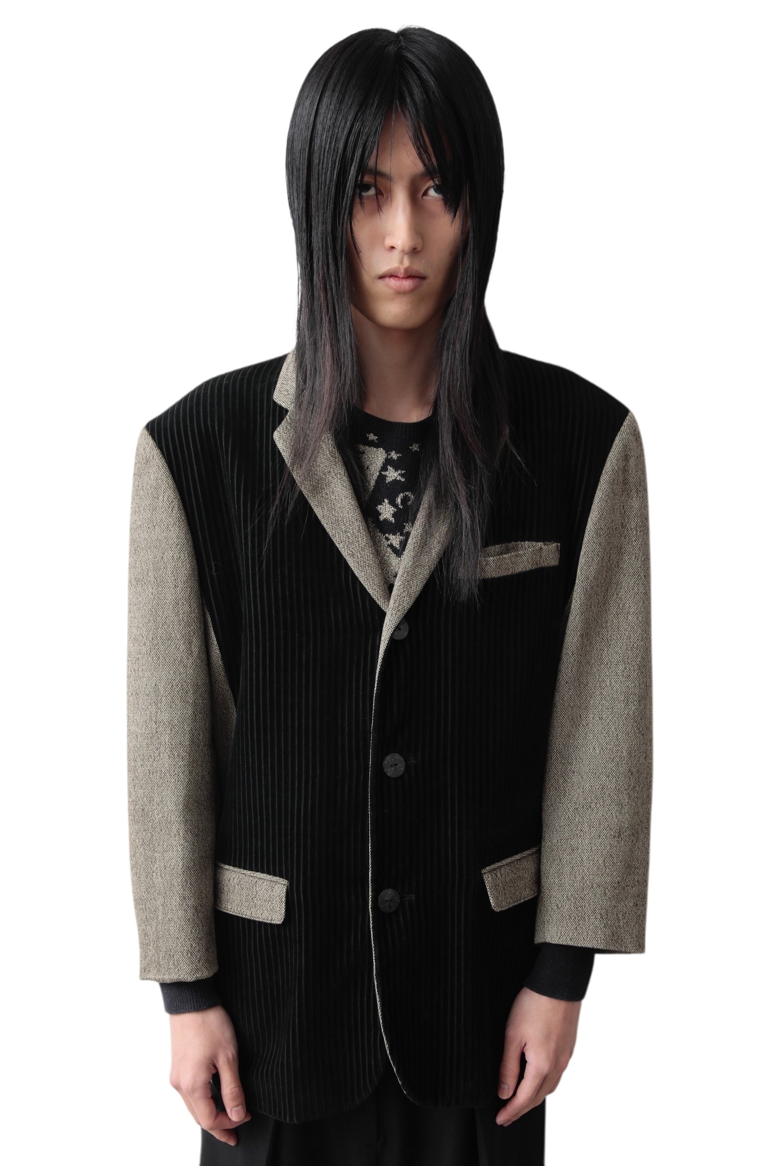 1990S JEAN PAUL GAULTIER HOMME SWITCHING CORDUROY TAILORED JACKET