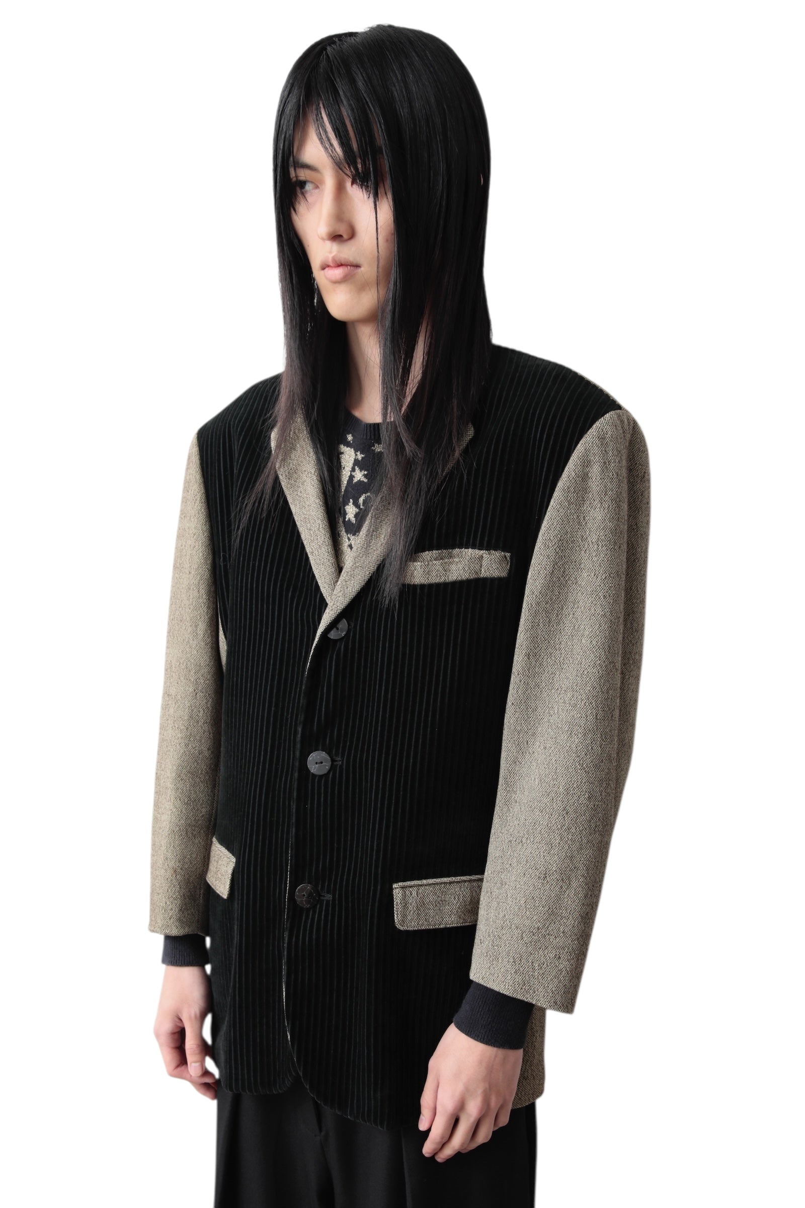 1990S JEAN PAUL GAULTIER HOMME SWITCHING CORDUROY TAILORED JACKET