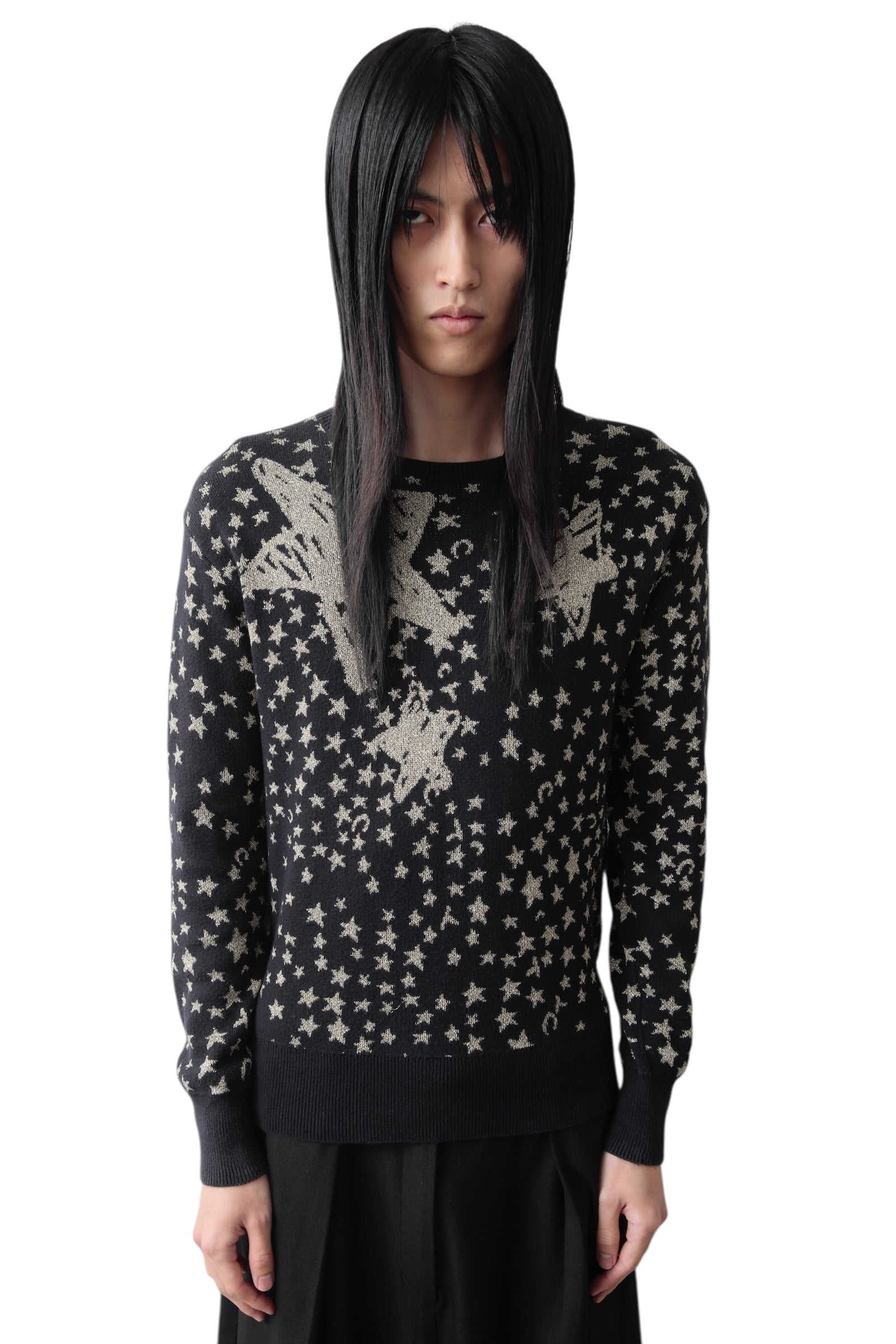 TSUMORI CHISATO LAME STAR GRAPHIC SWEATER