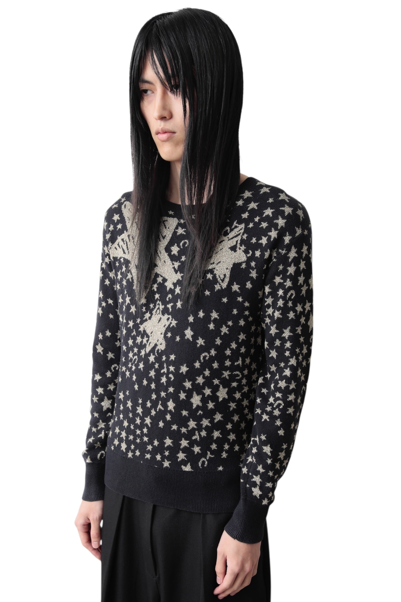TSUMORI CHISATO LAME STAR GRAPHIC SWEATER