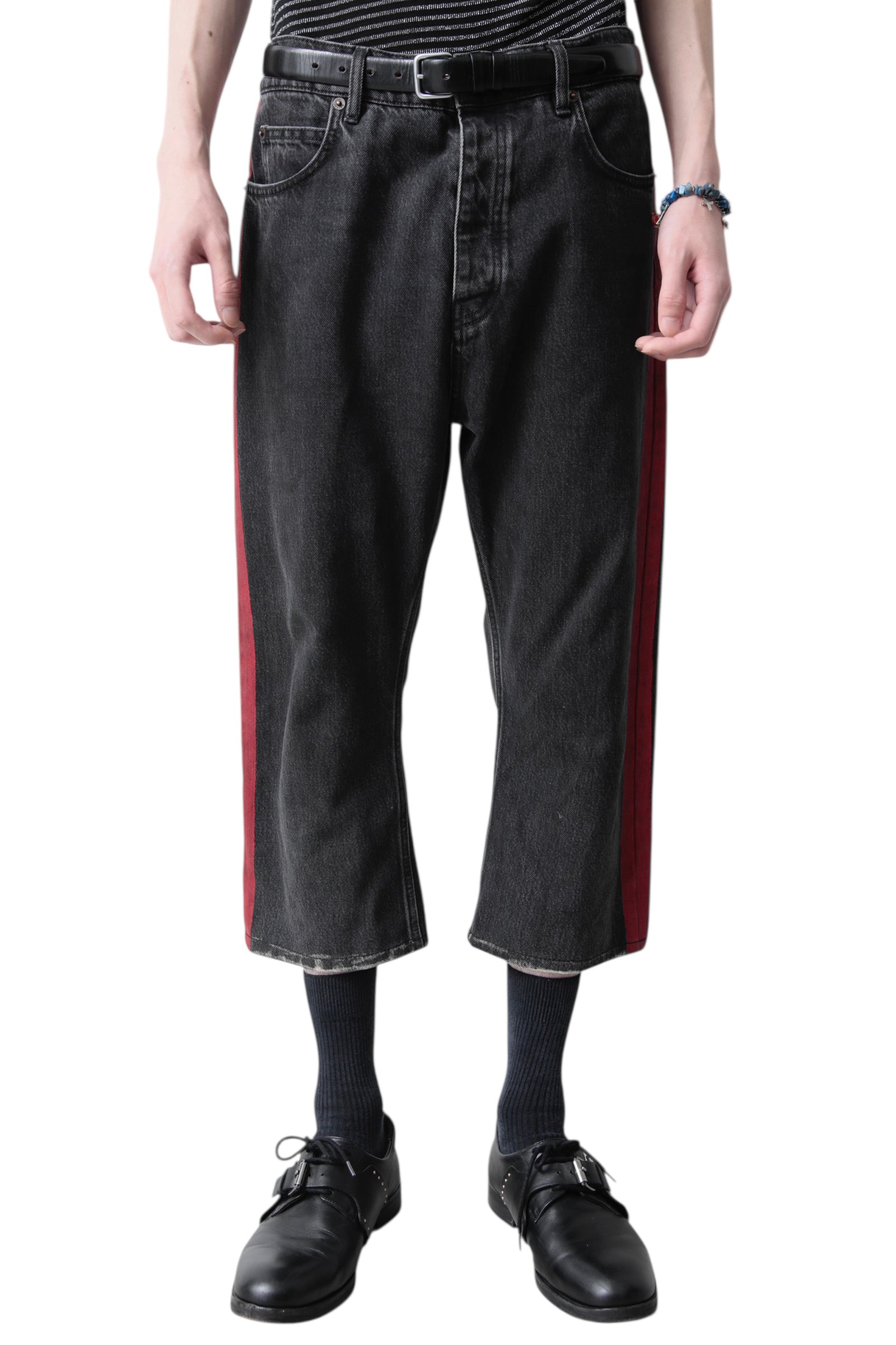 BALENCIAGA SIDE LINE CROPPED DENIM PANTS