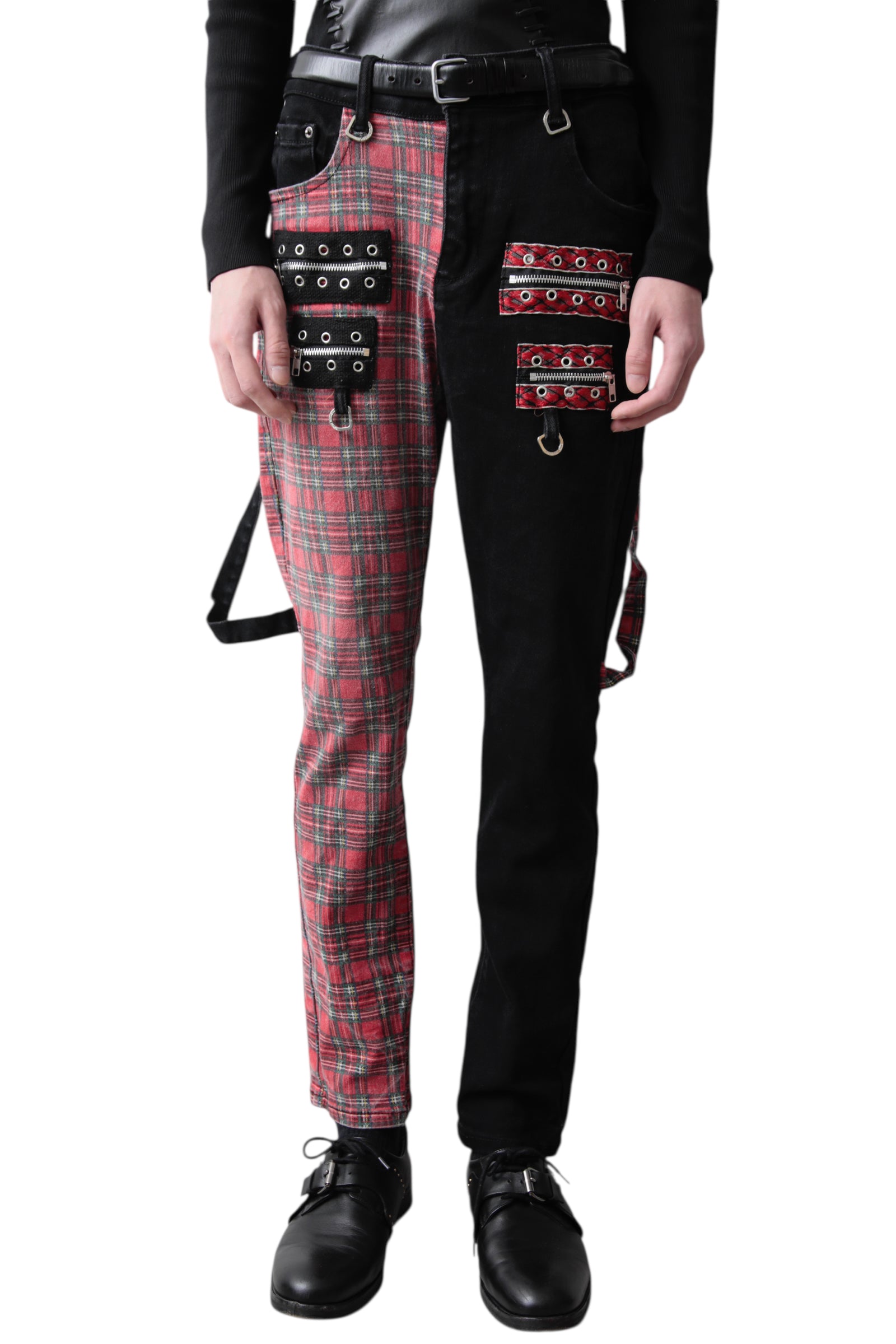 Bi-Color Bondage Check Pants