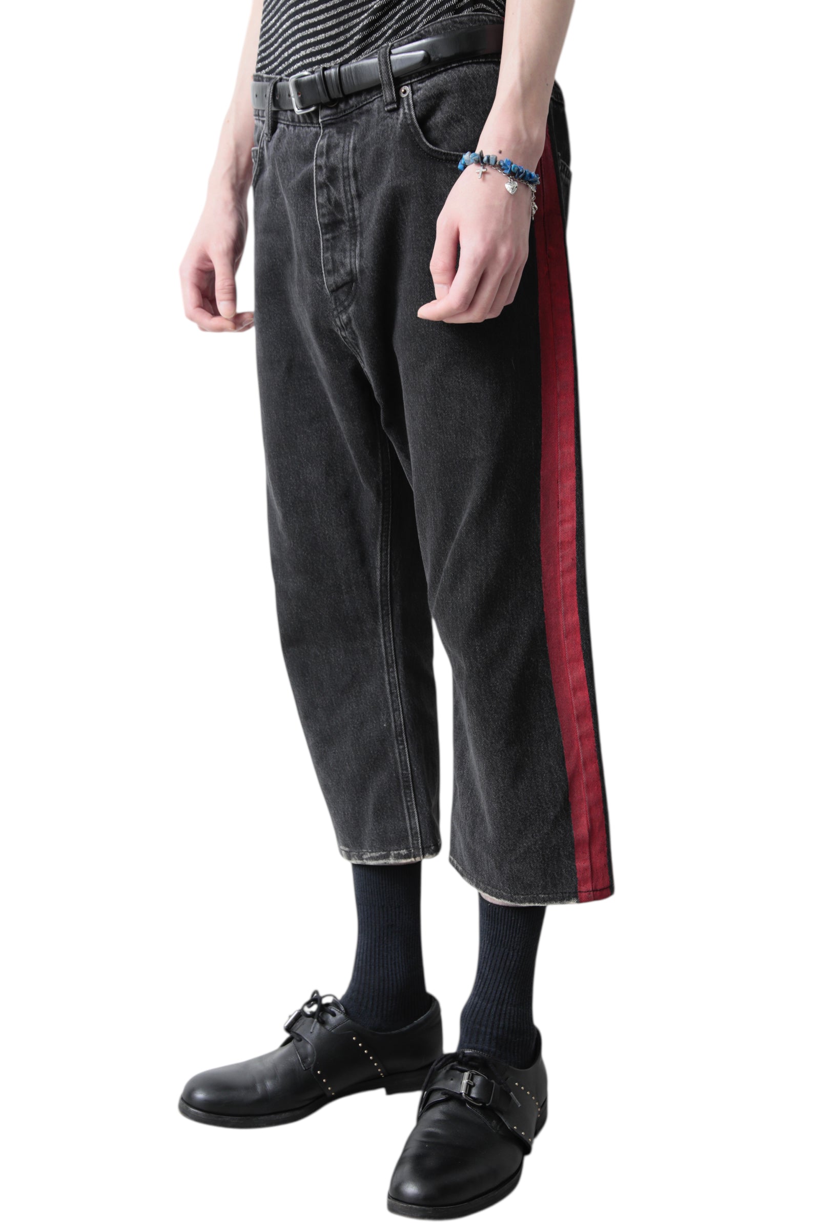 BALENCIAGA SIDE LINE CROPPED DENIM PANTS