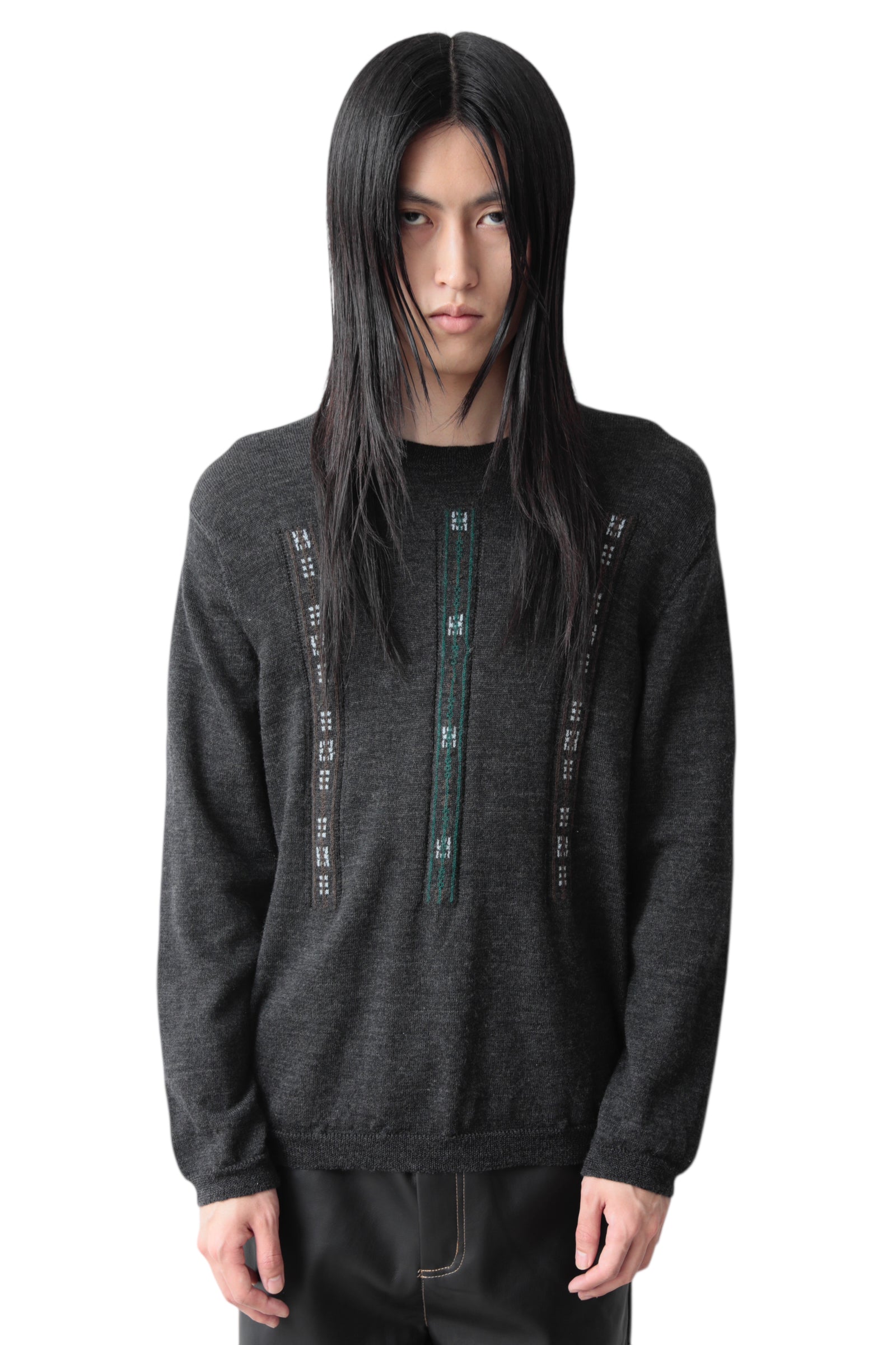 COMME DES GARCONS HOMME PLUS BI COLOR THREE LINE SWEATER