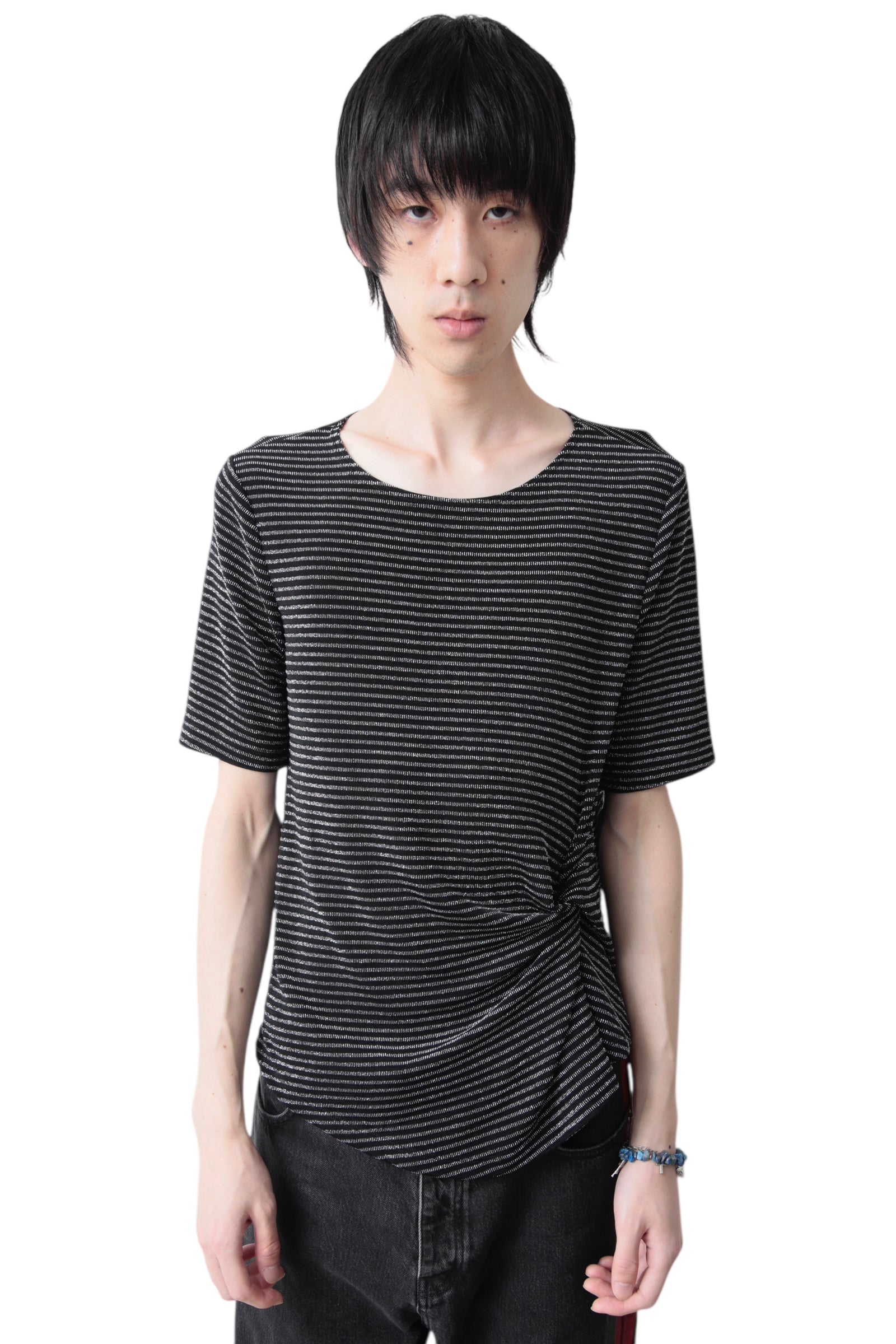 LAME BORDER GATHER T-SHIRT