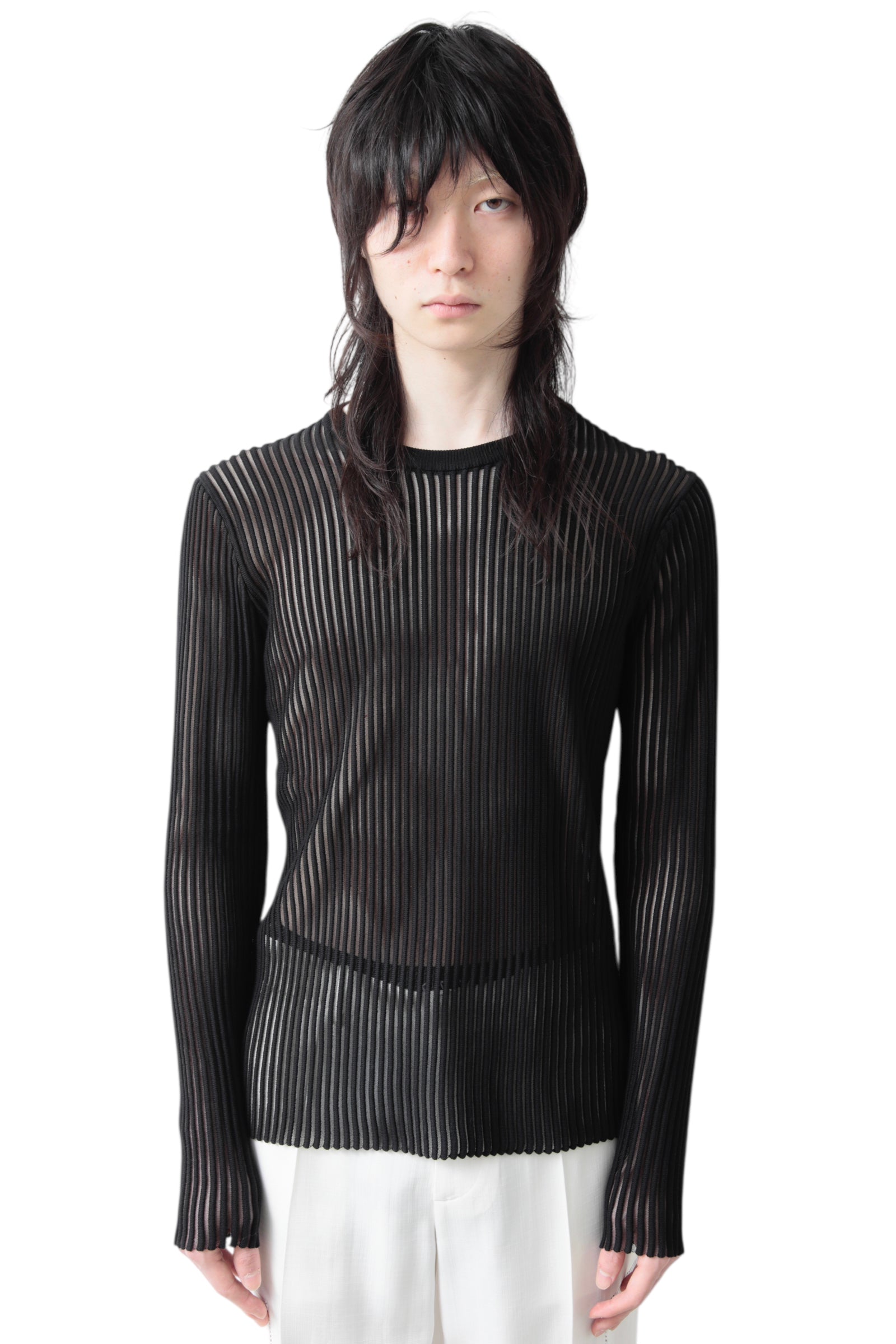 HELMUT LANG SHEER STRIPE CREWNECK