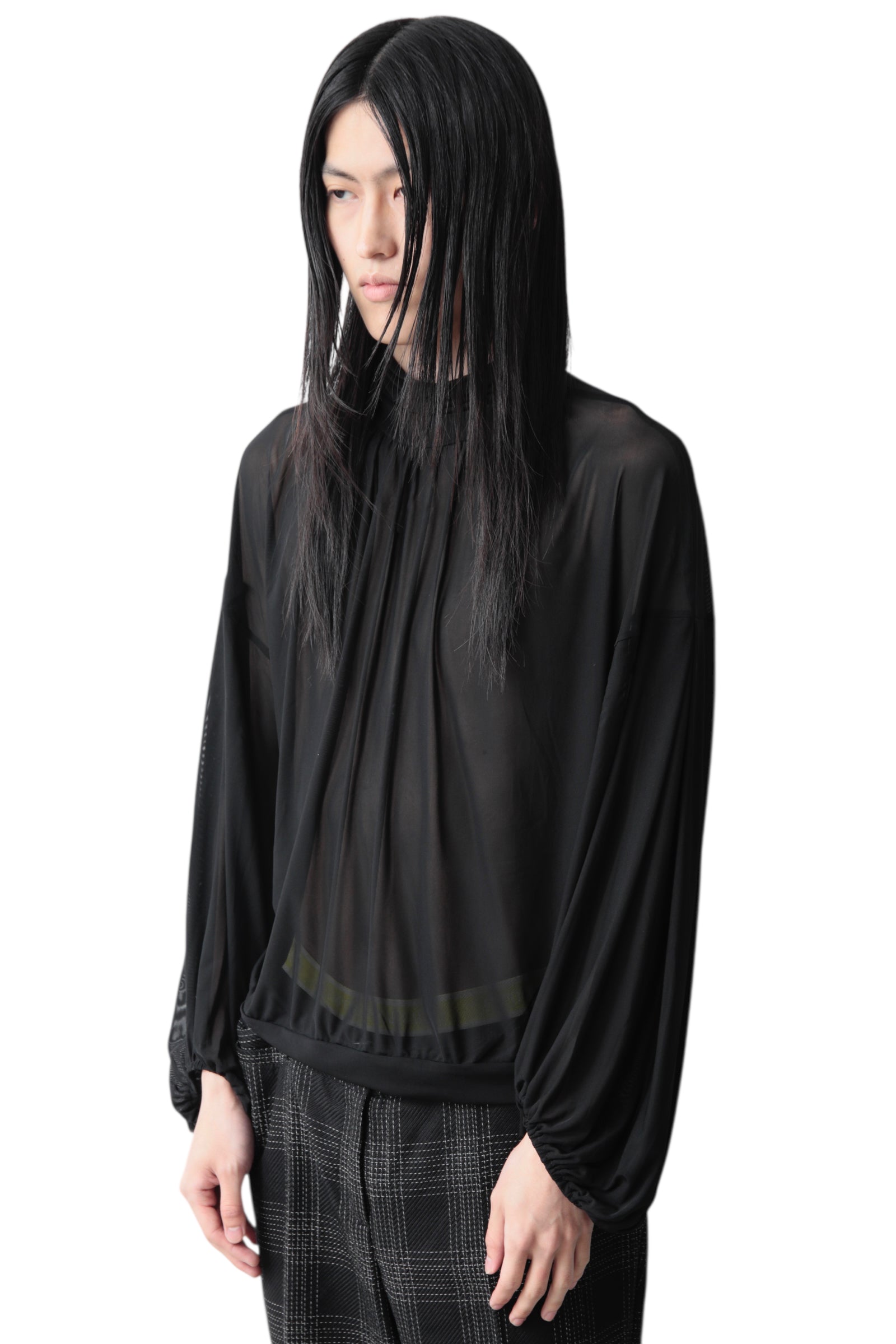 HIGH NECK TACK SEE THROUGH TOP