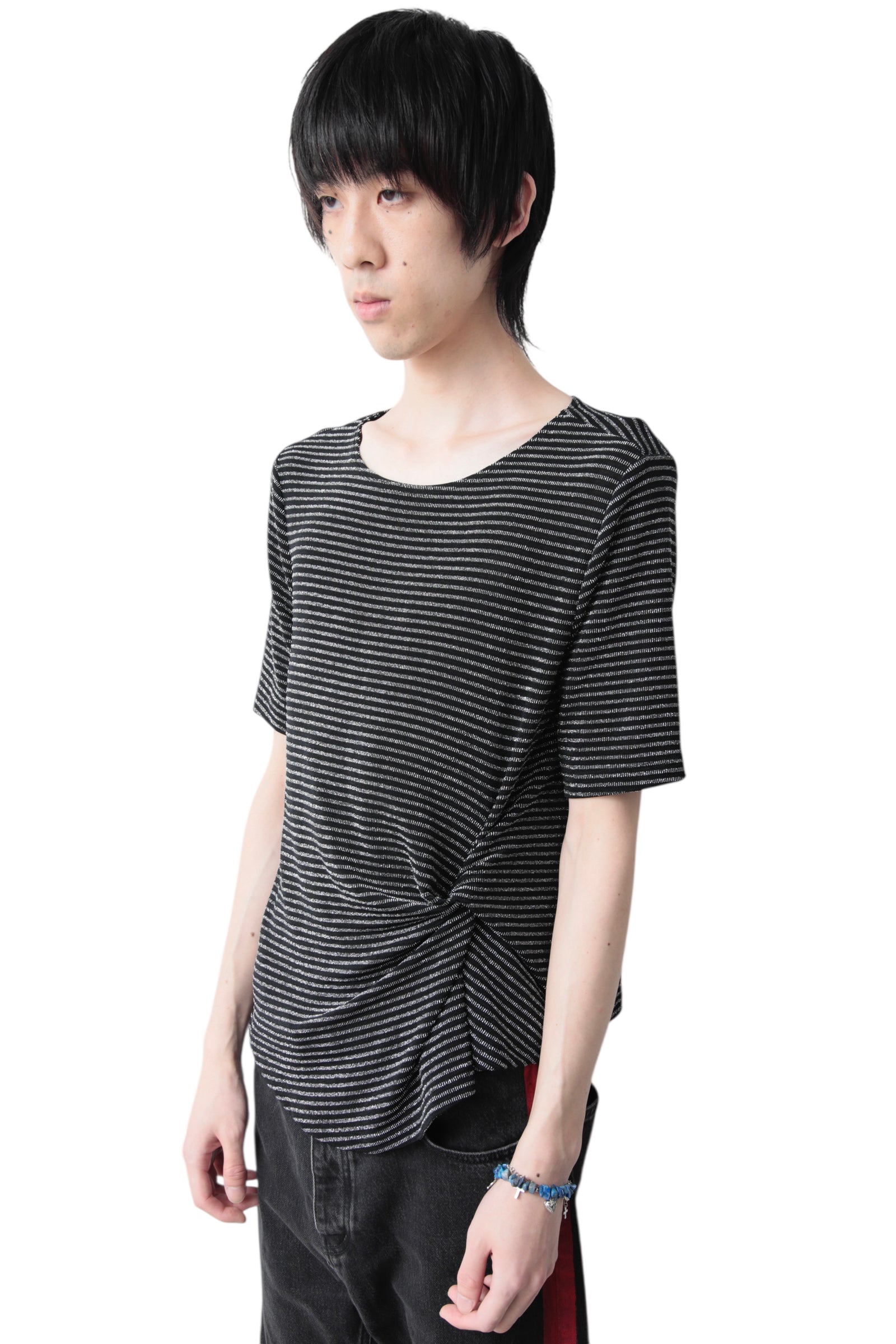 LAME BORDER GATHER T-SHIRT