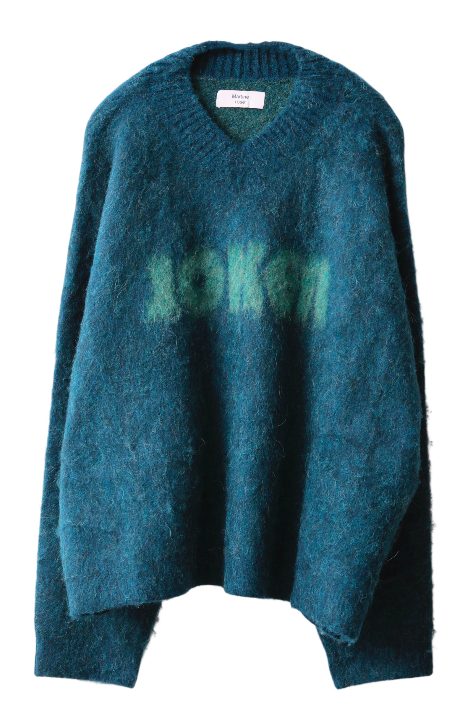 MARTINE ROSE BRUSHED MOHAIR V-NECK JUMPER