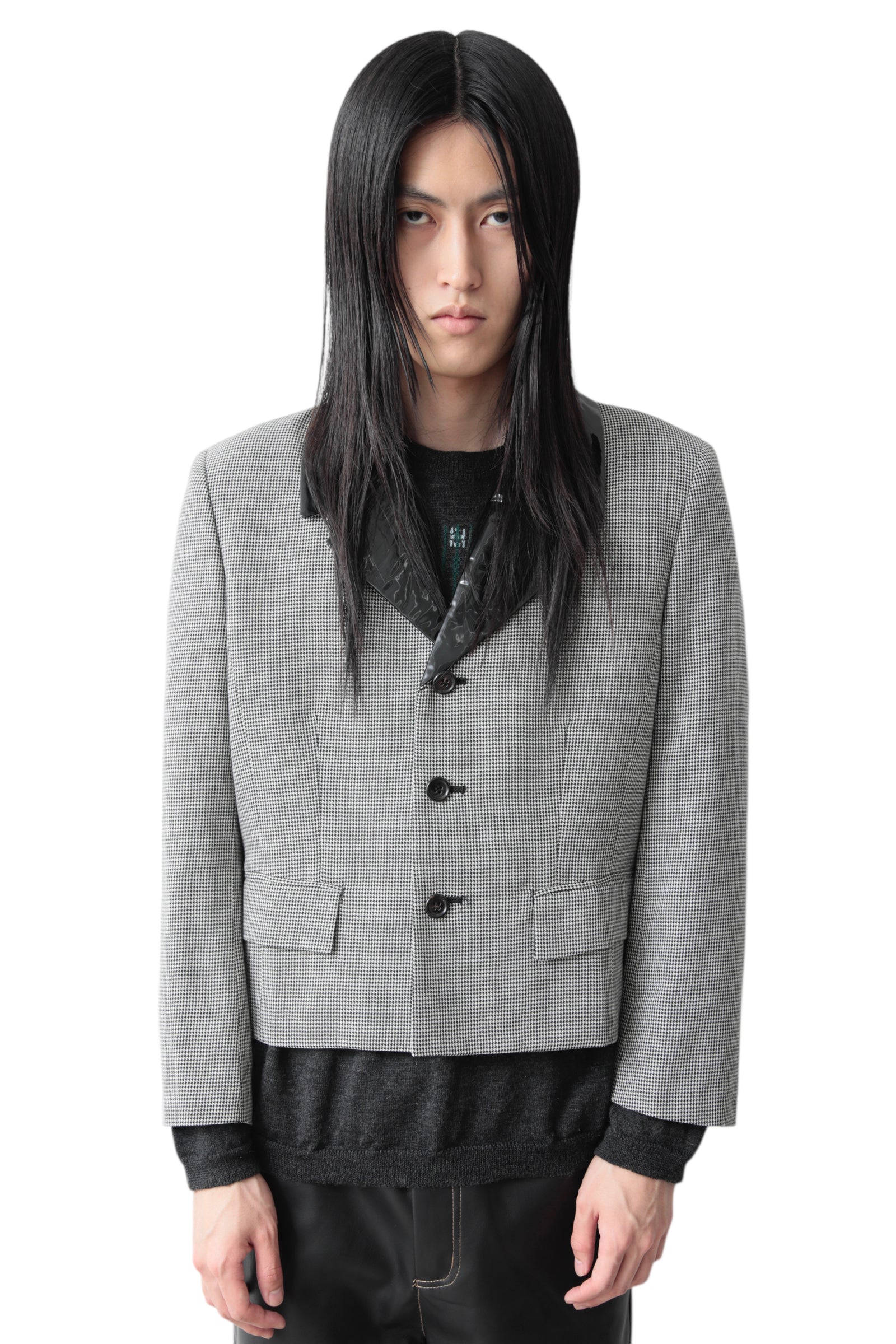 COMME DES GARCONS PVC LAPEL CROPPED JACKET