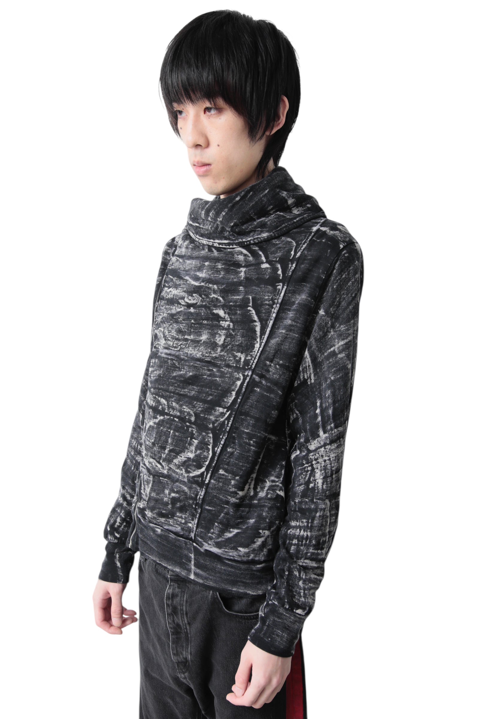 HIGH NECK SIDE ZIP FADE JACKET