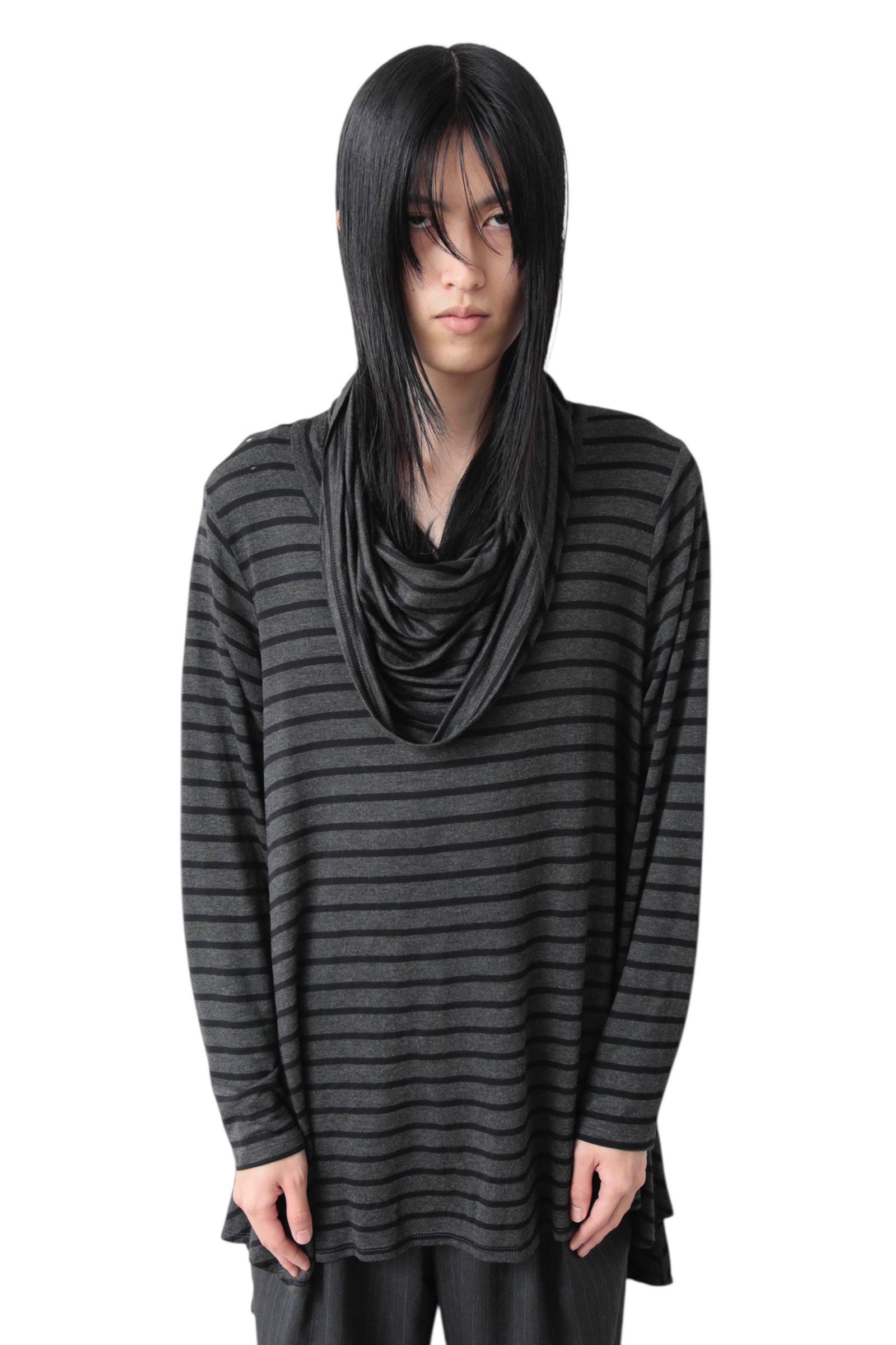 HOODED BORDER HIGH NECK TOP
