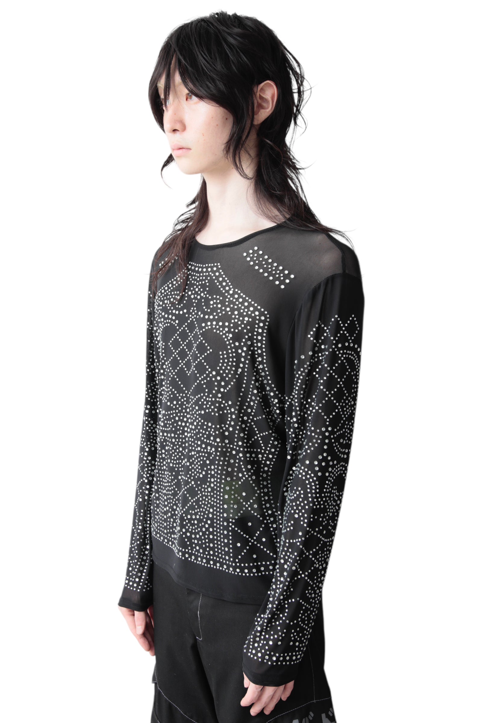 SEE THROUGH RHINESTONE GRAPHIC TOP