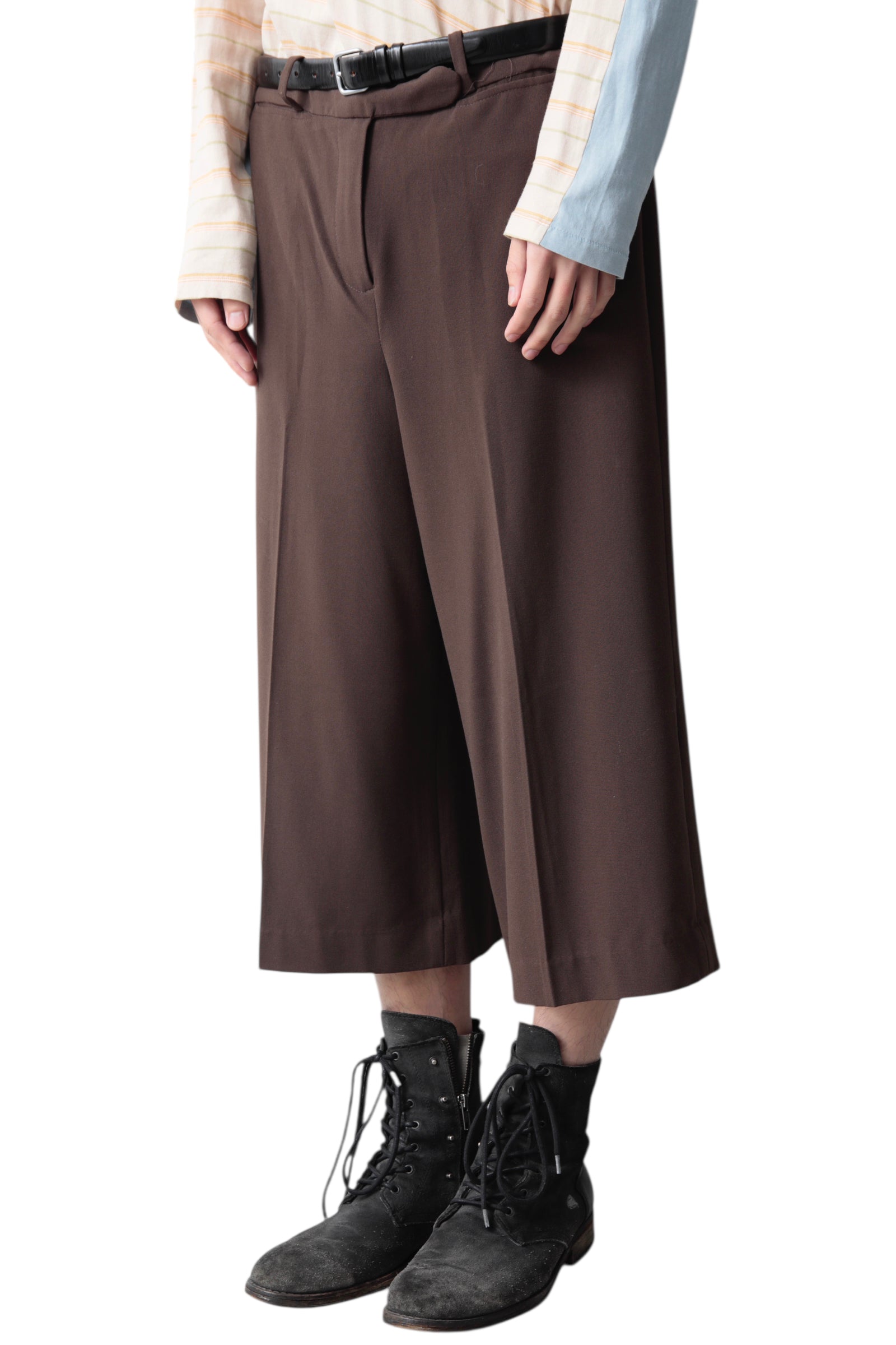 BROWN CROPPED SHORT SLACKS
