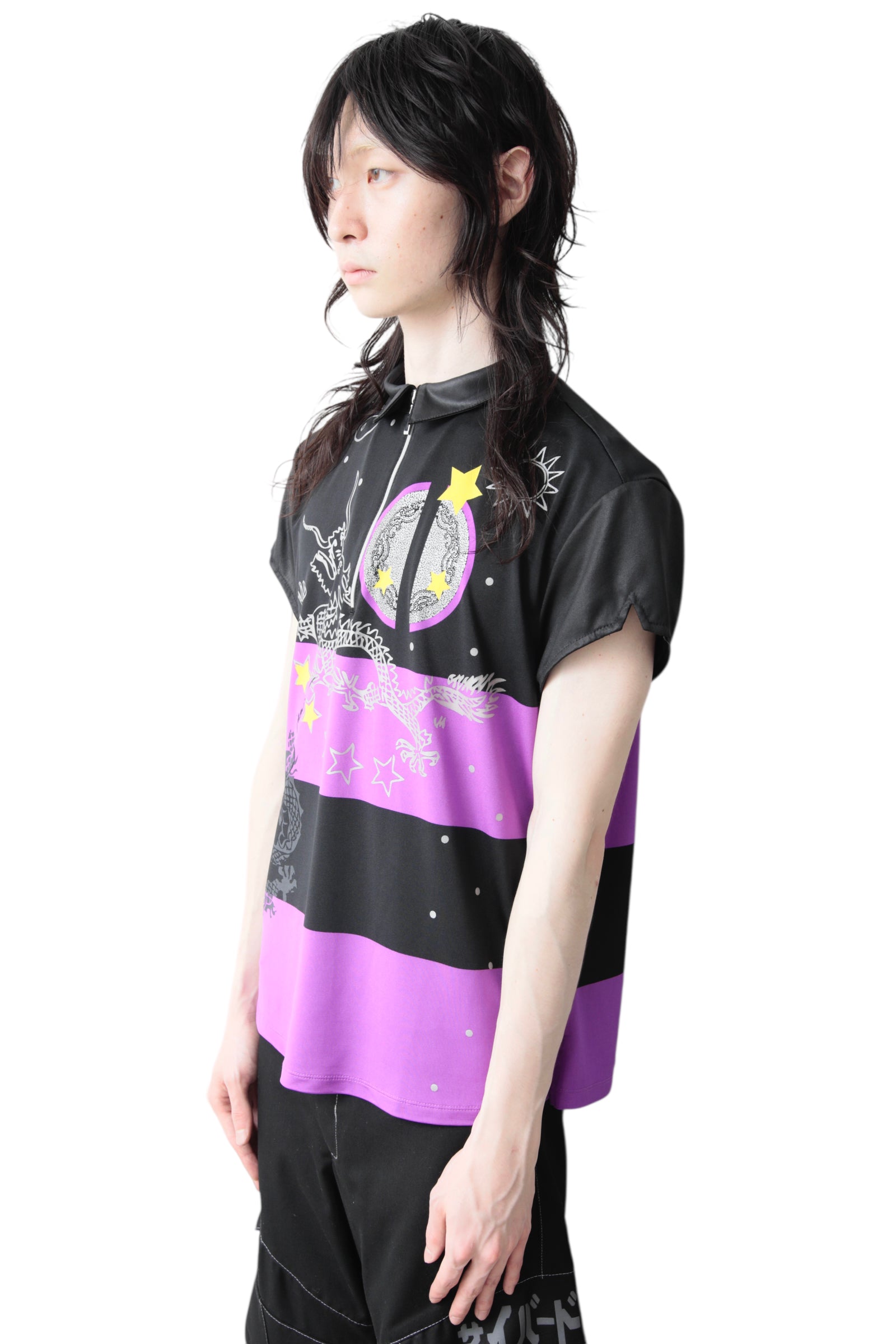 HARF ZIP DRAWING BORDER POLO