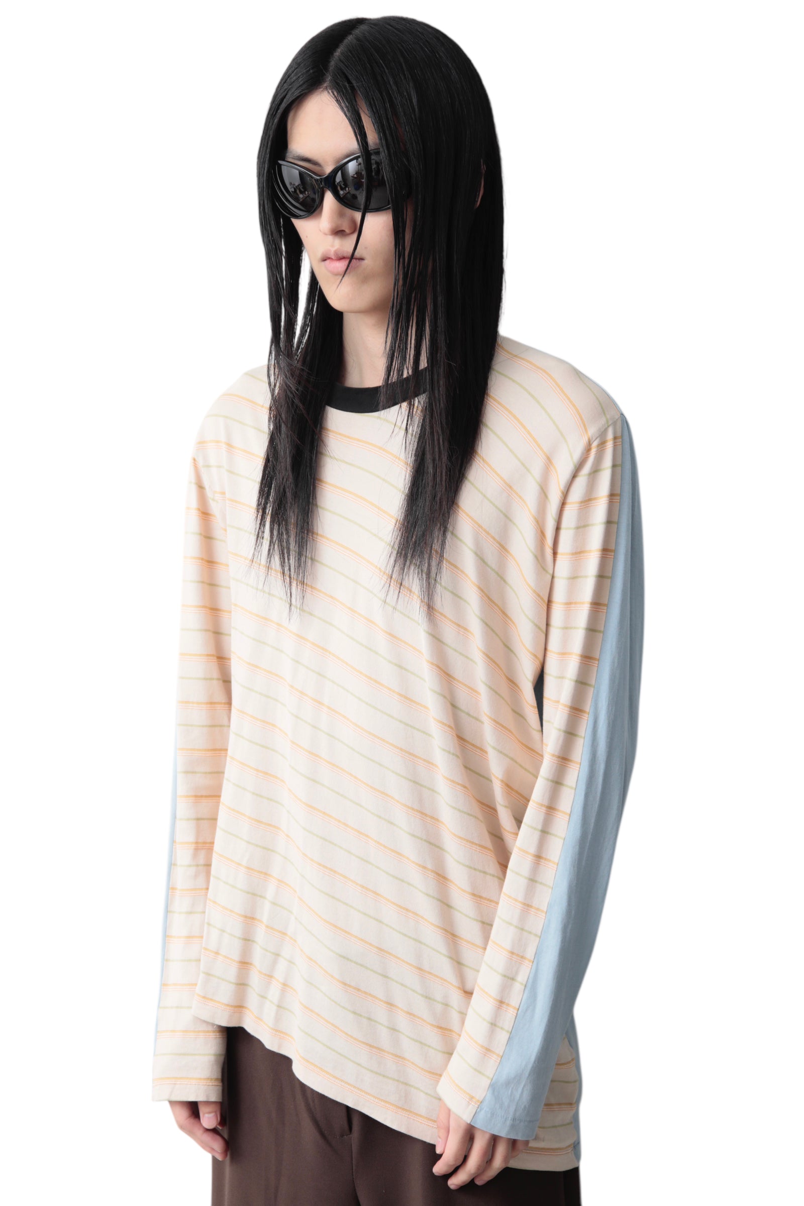 UNKNOWN MARNI BI COLOR STRIPE ASYMMETRY TOP