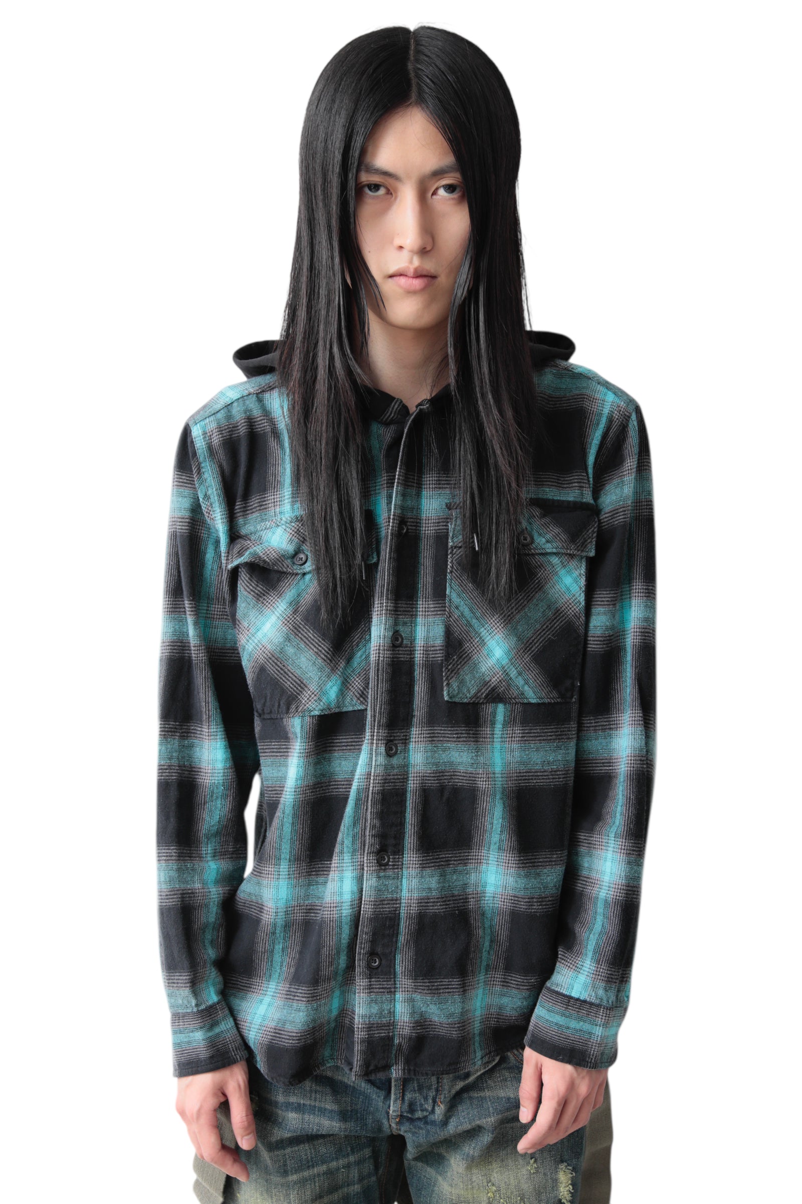 SHADOW CHECK SHIRT DOCKING HOODIE