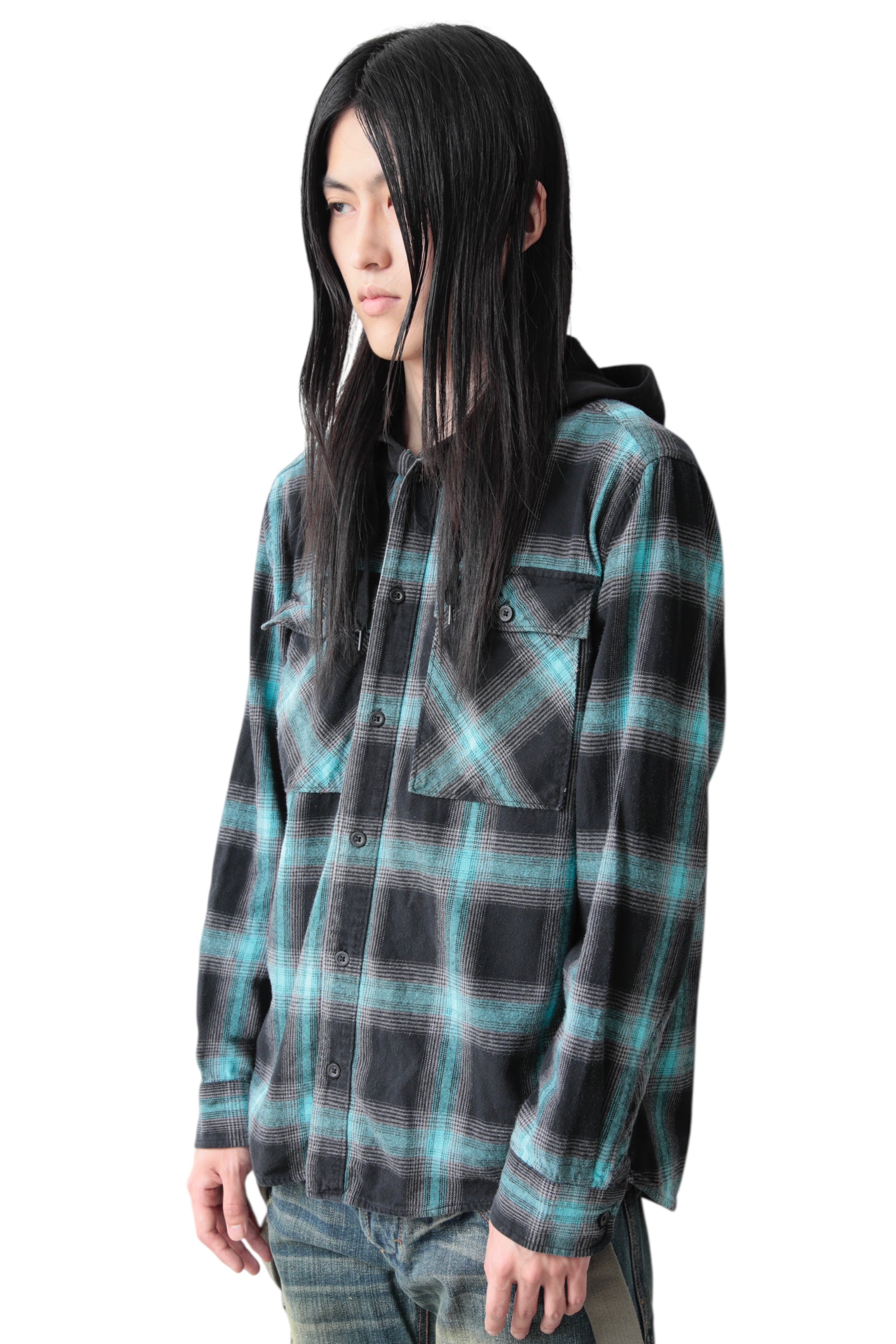 SHADOW CHECK SHIRT DOCKING HOODIE