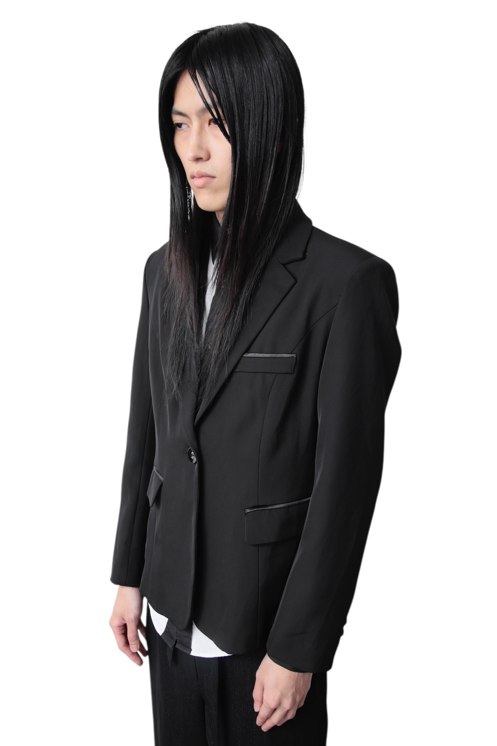 SATIN PIPING CROPPED TAILORED JACKET