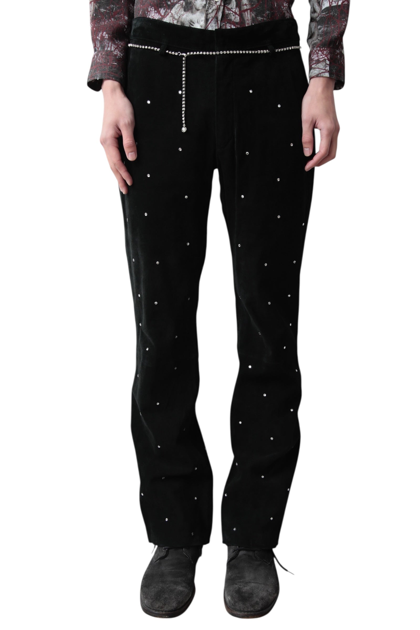 RHINESTONE FADED FLARE PANTS