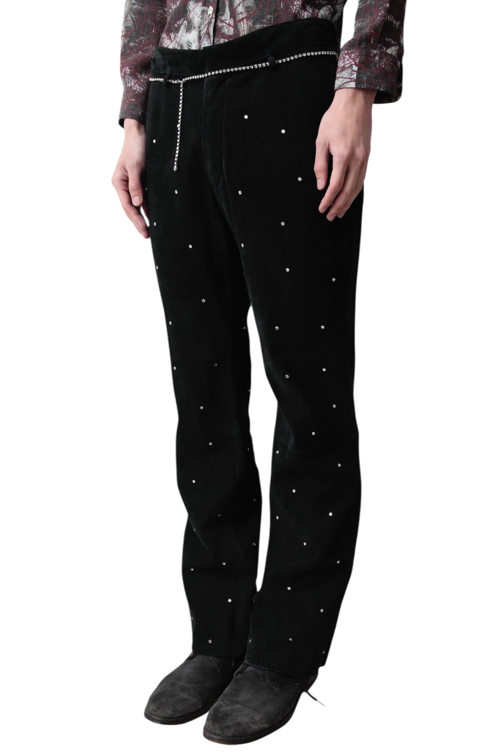 RHINESTONE FADED FLARE PANTS