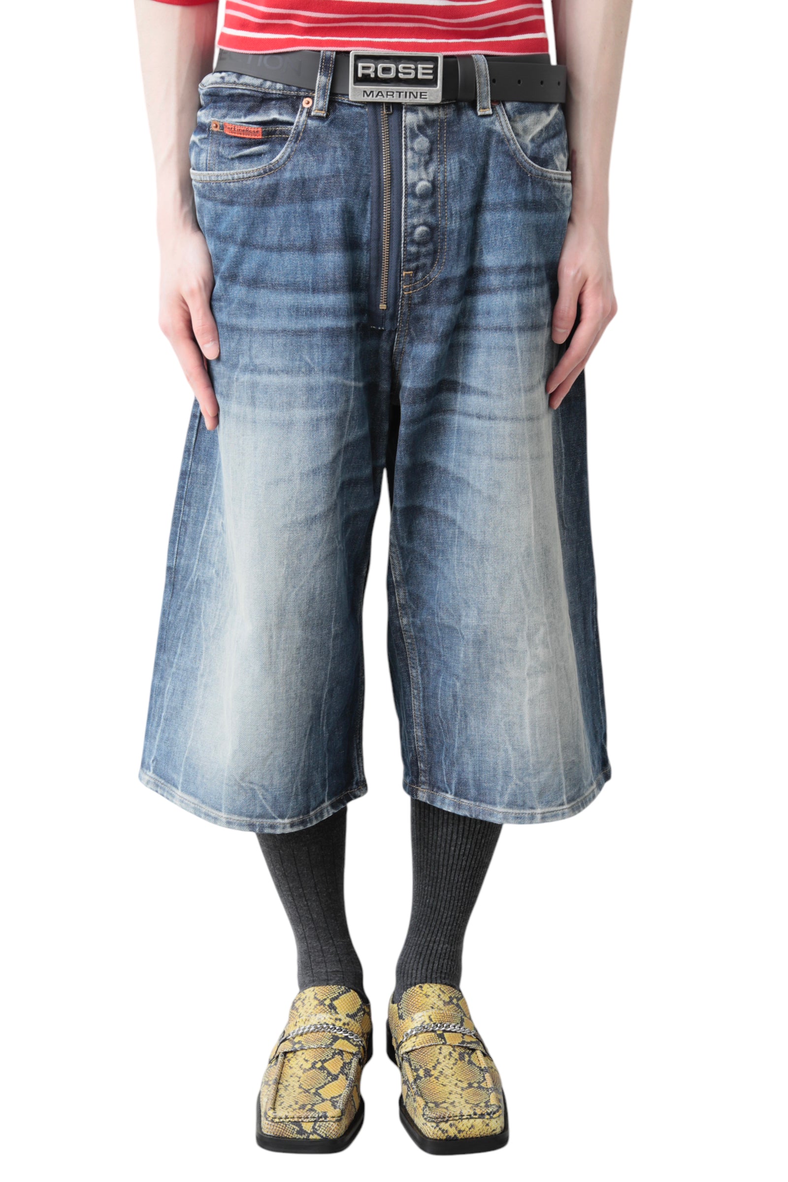 MARTINE ROSE ZIP JEAN SHORT