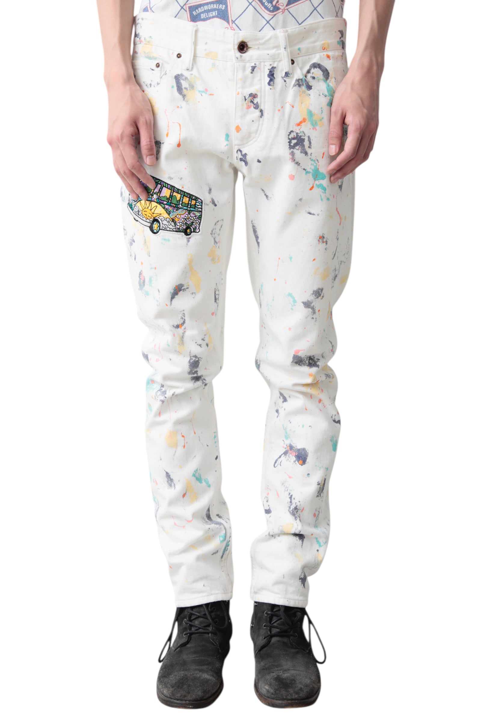 NOZOMI ISHIGURO MULTI COLOR PAINTER DENIM PANTS