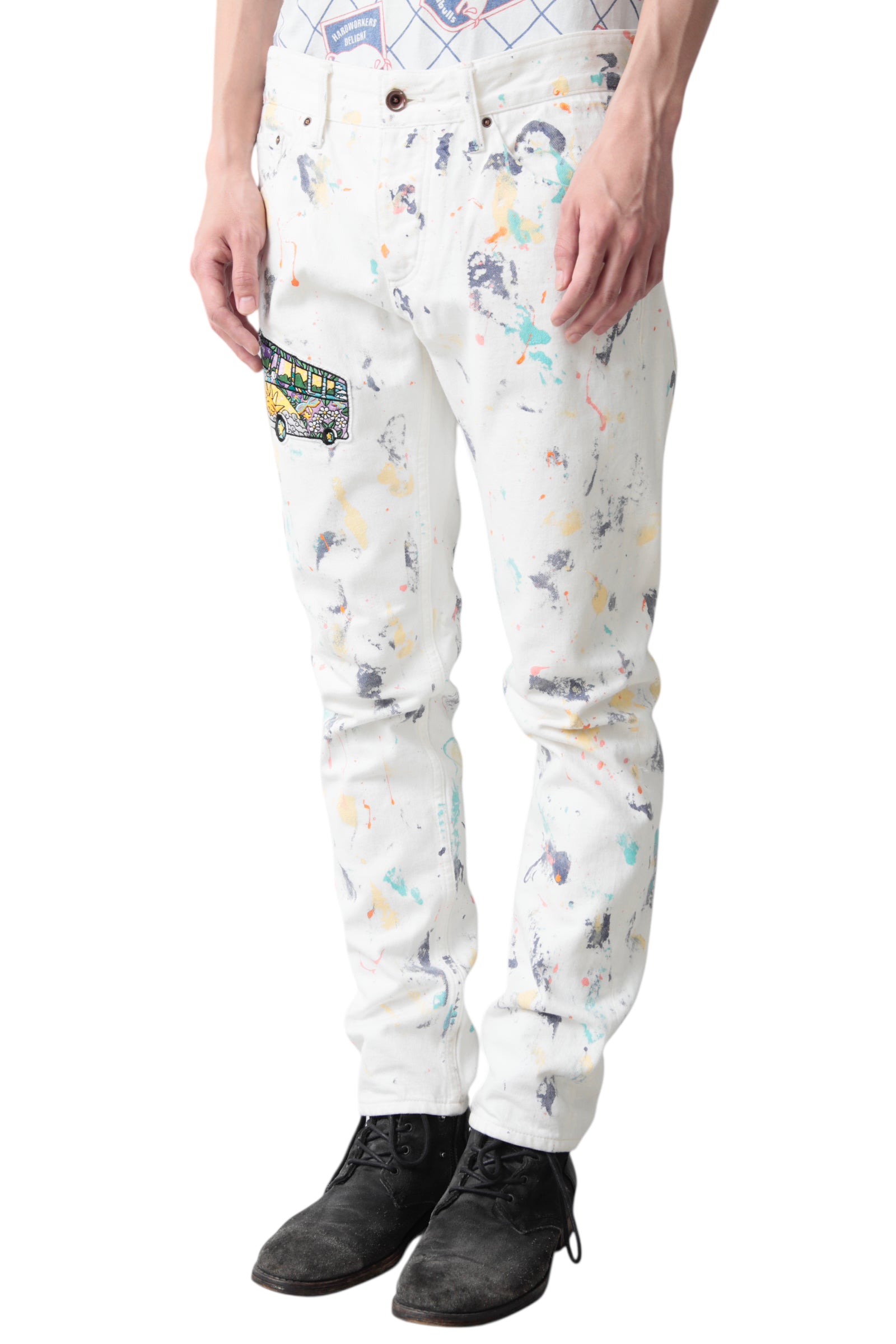 NOZOMI ISHIGURO MULTI COLOR PAINTER DENIM PANTS