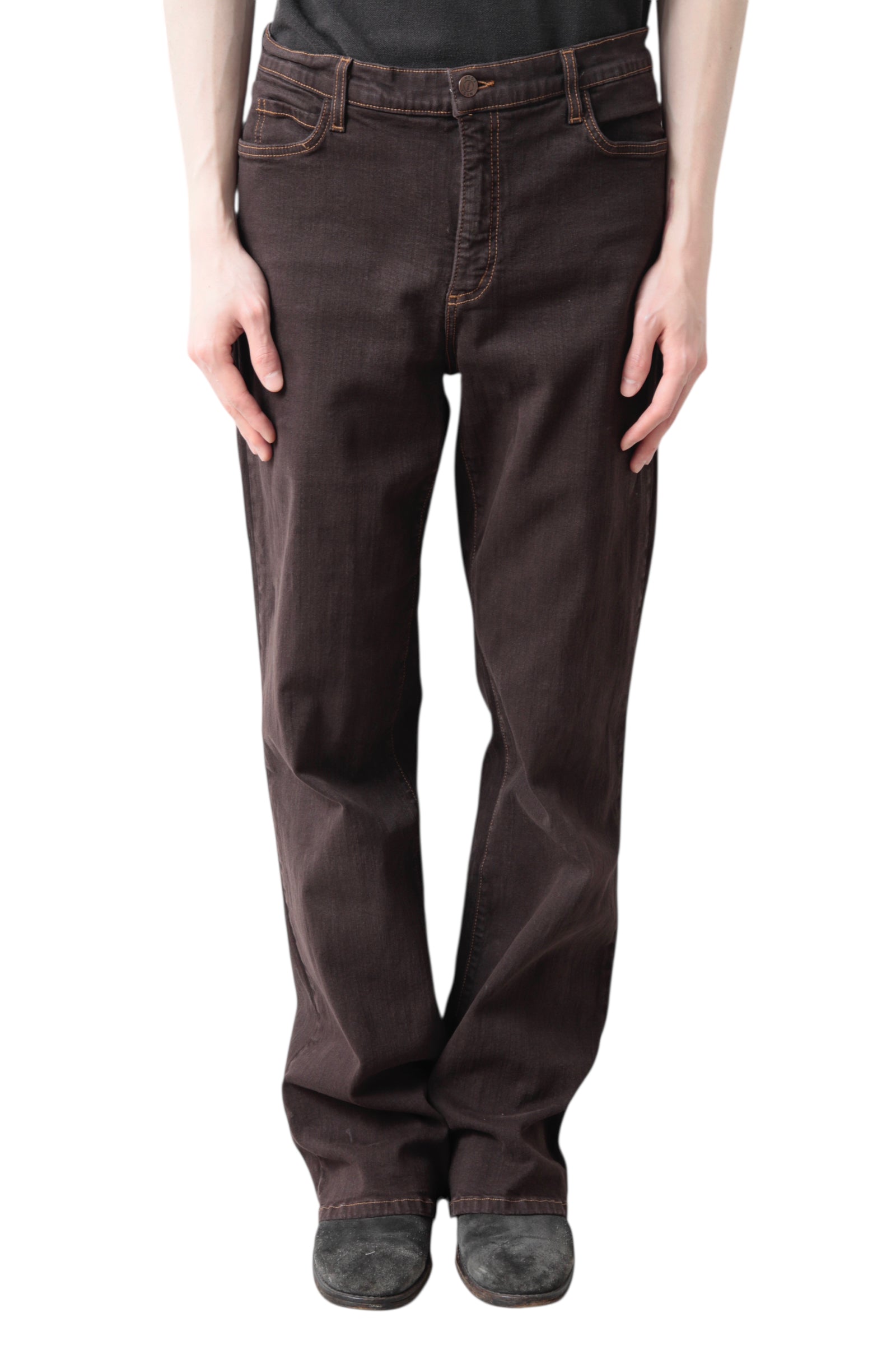 BROWN STRAIGHT DENIM PANTS