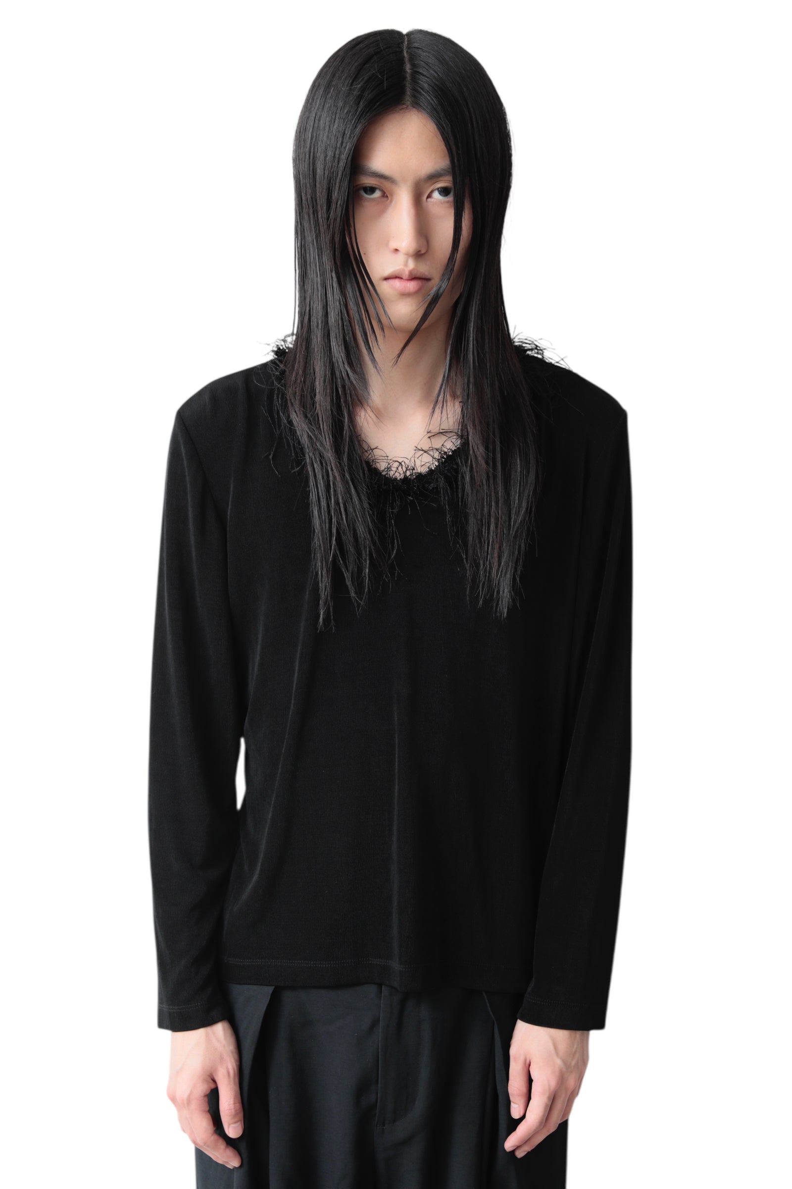 FUR NECK LONG SLEEVE TOP
